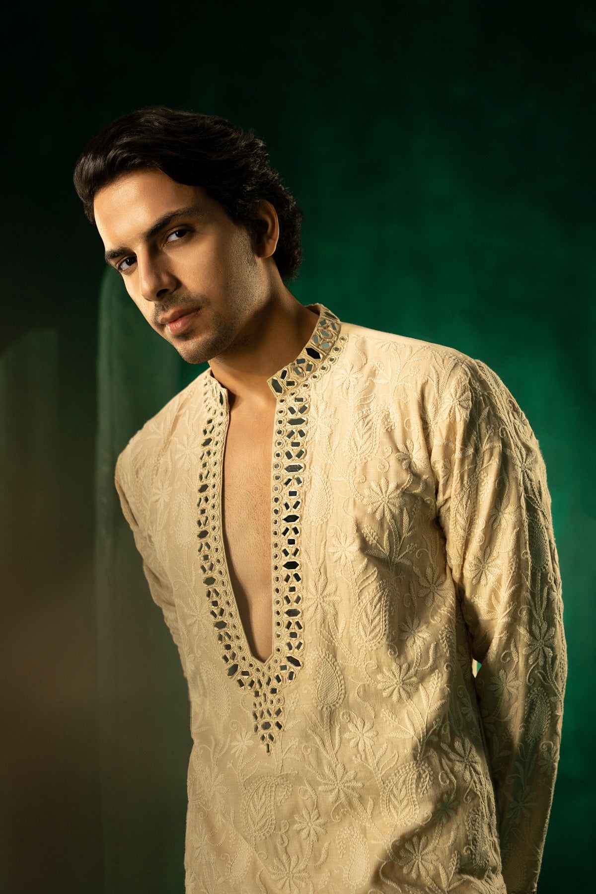 Mirror Embellished Afghani Kurta Set