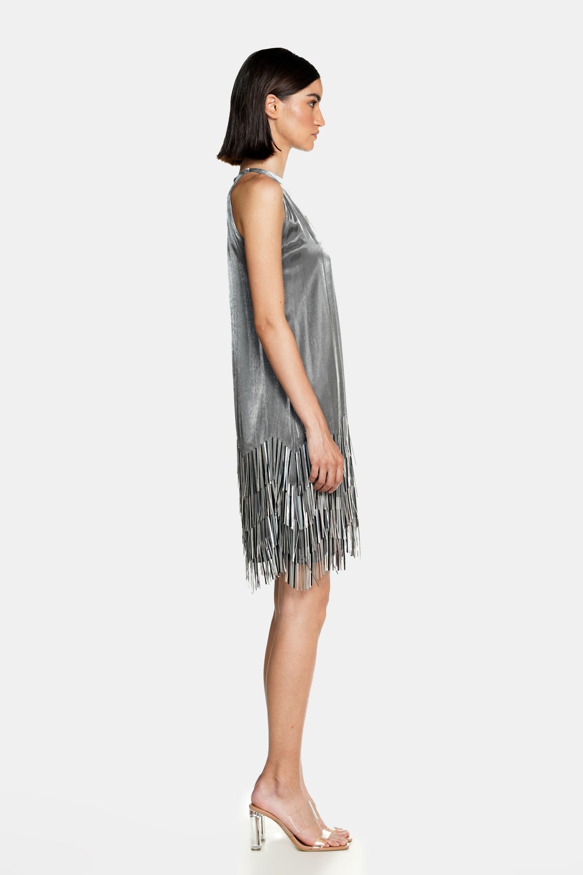 Metallic Fringe Mini Dress