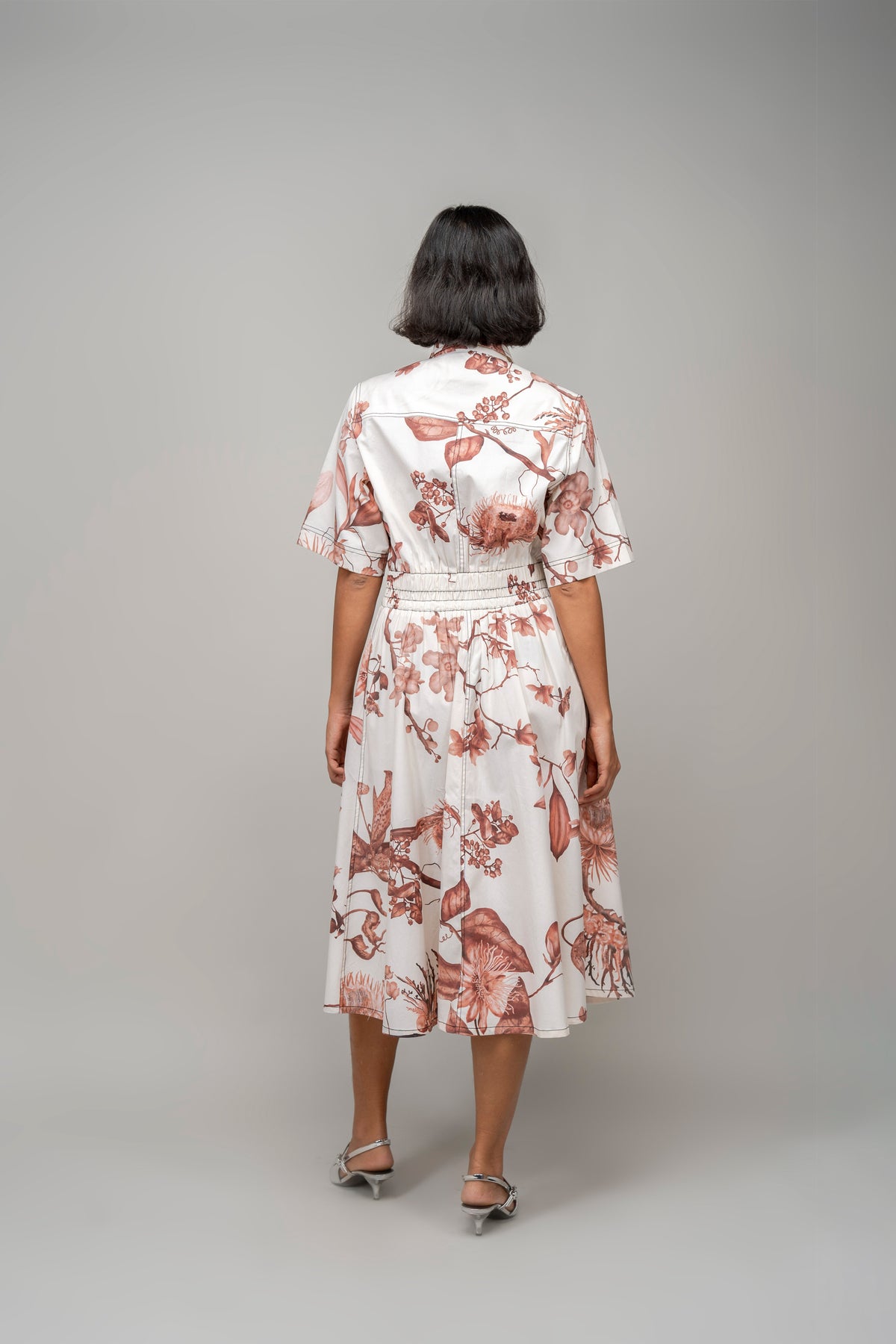 Garden Print Sunday Shirt Dress in Apricot