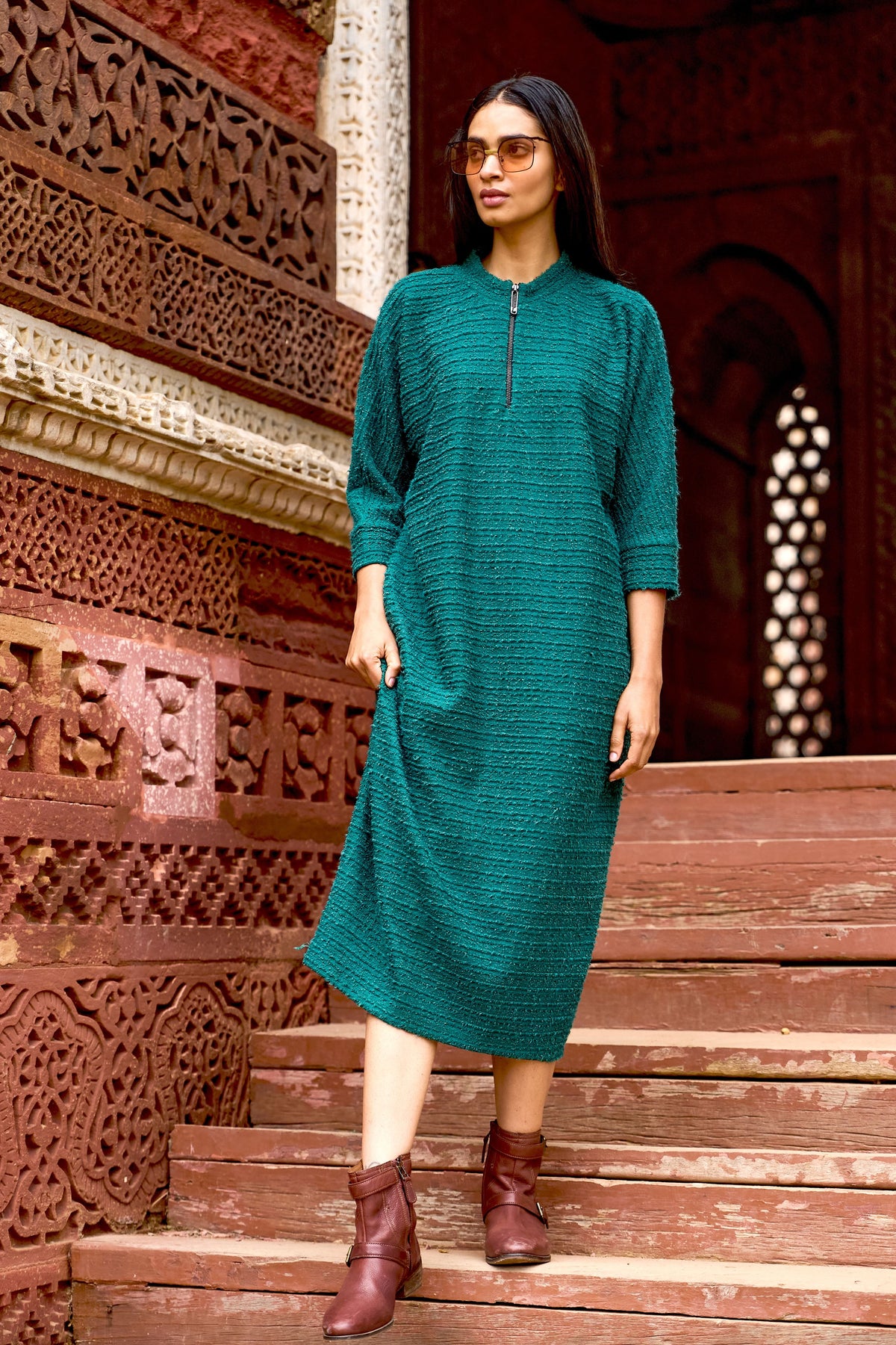 Emerald Knit Midi Dress