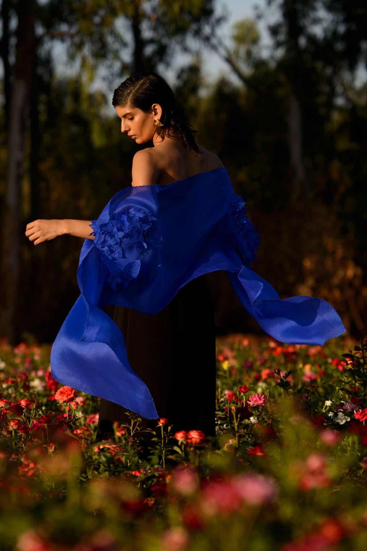 Blue Cape With Black Jumpsuit