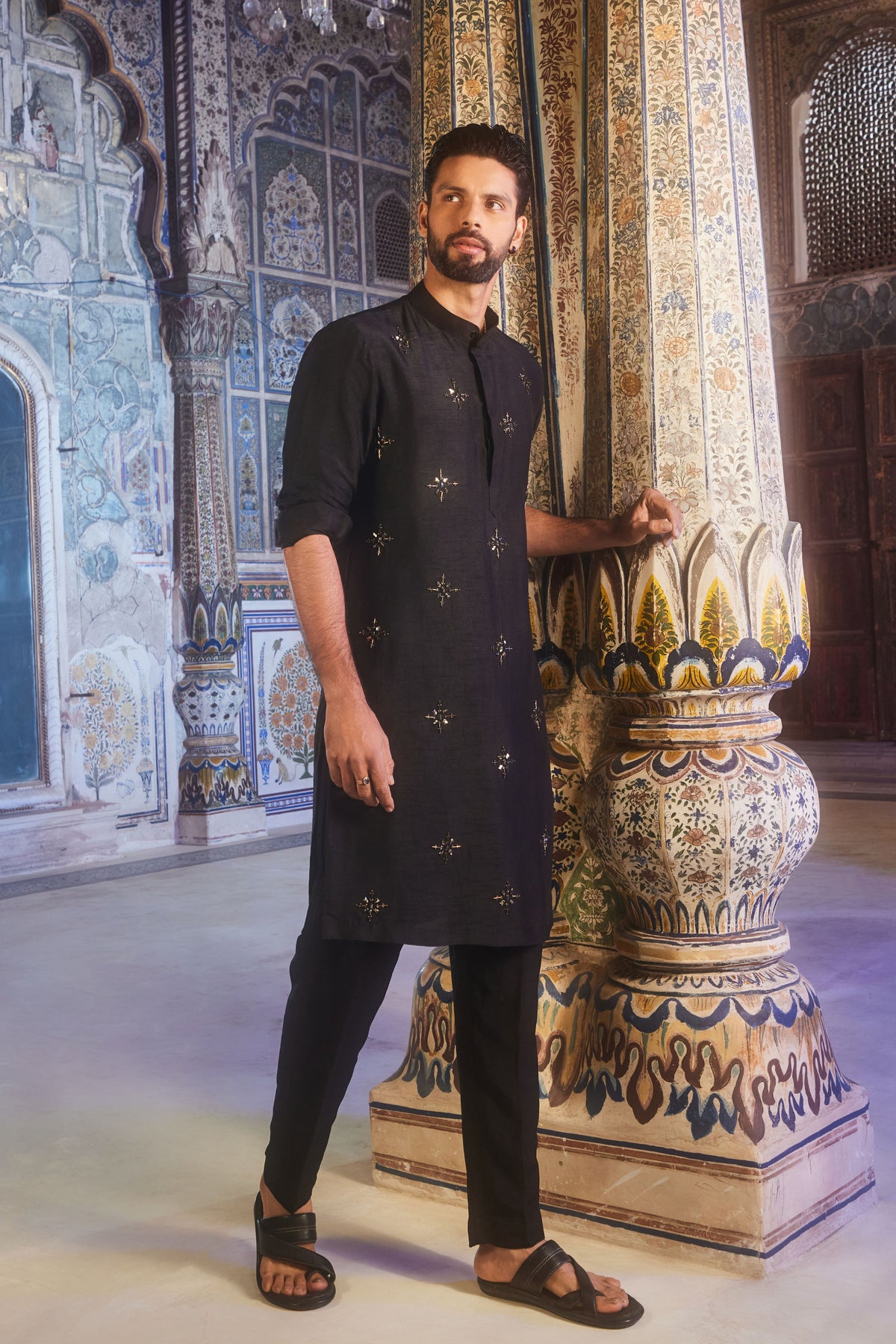 Black Metallic Embroidered Kurta Set