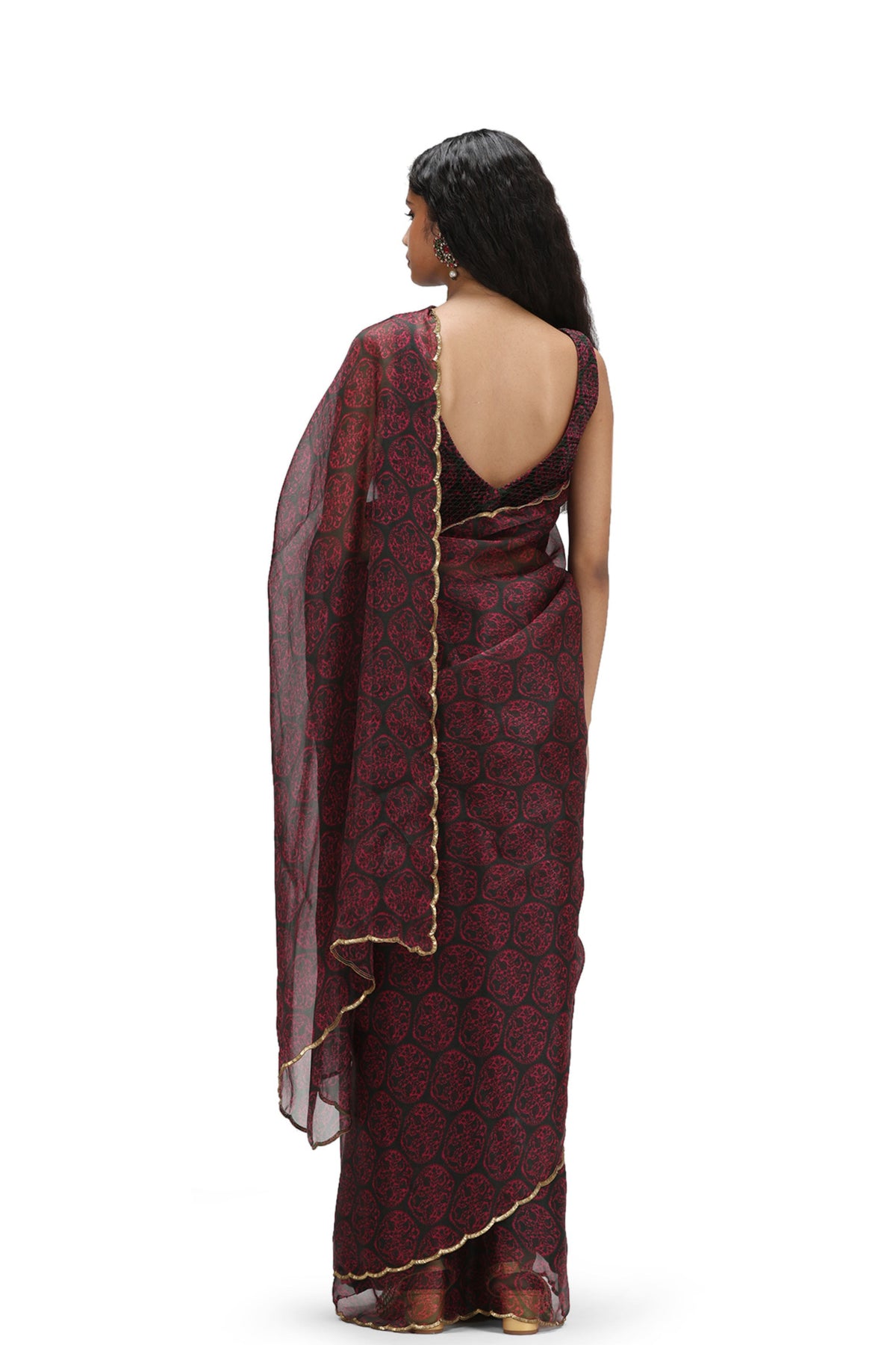 Lopamudra Printed Fuchsia Saree Set