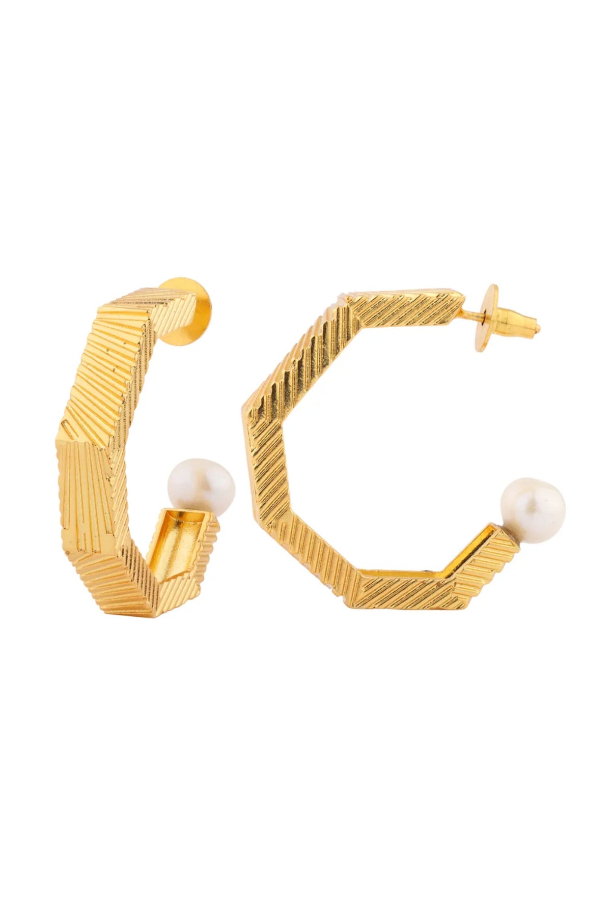 Golden Hex Hoops Earring