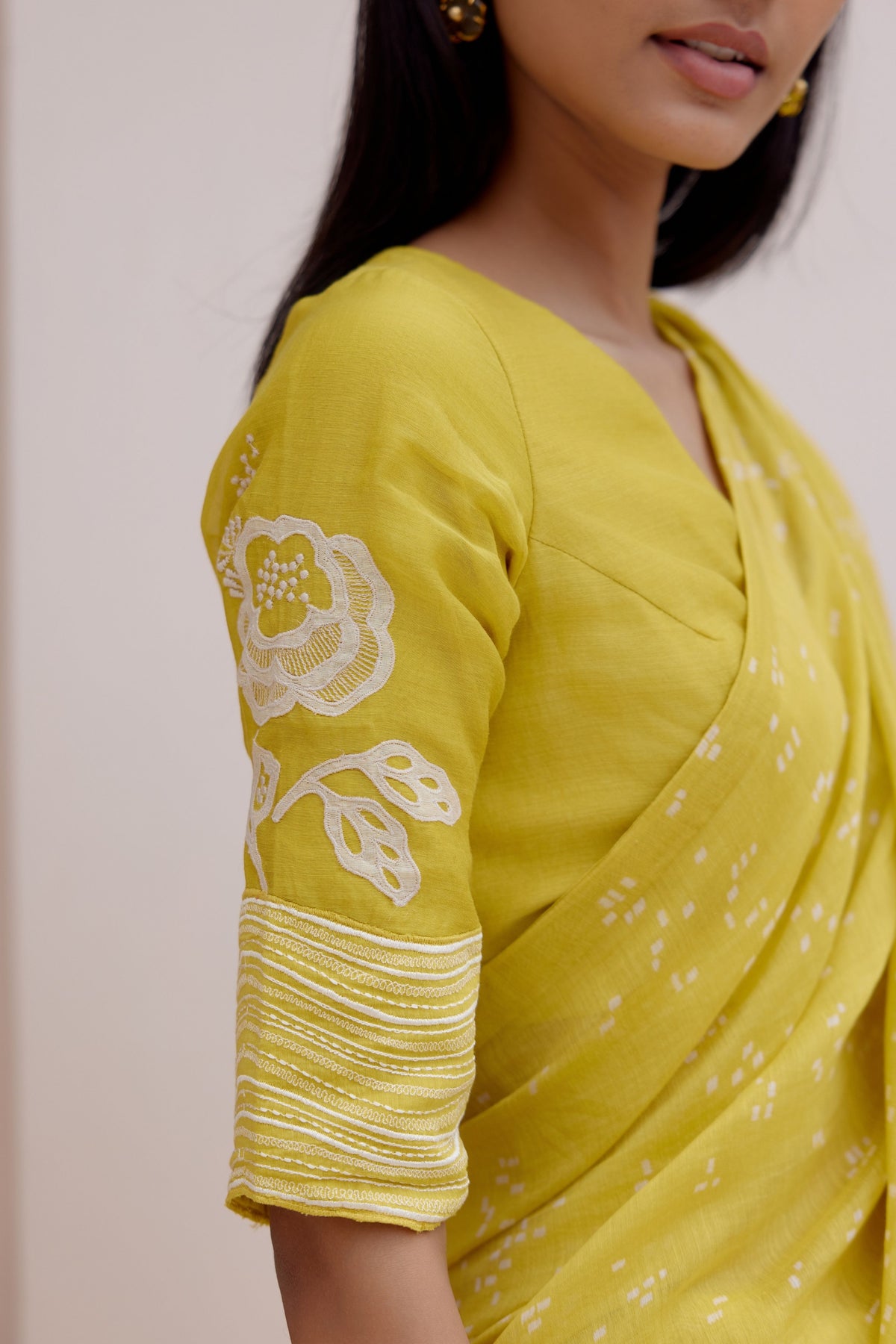 Citrine Printed Saree Set