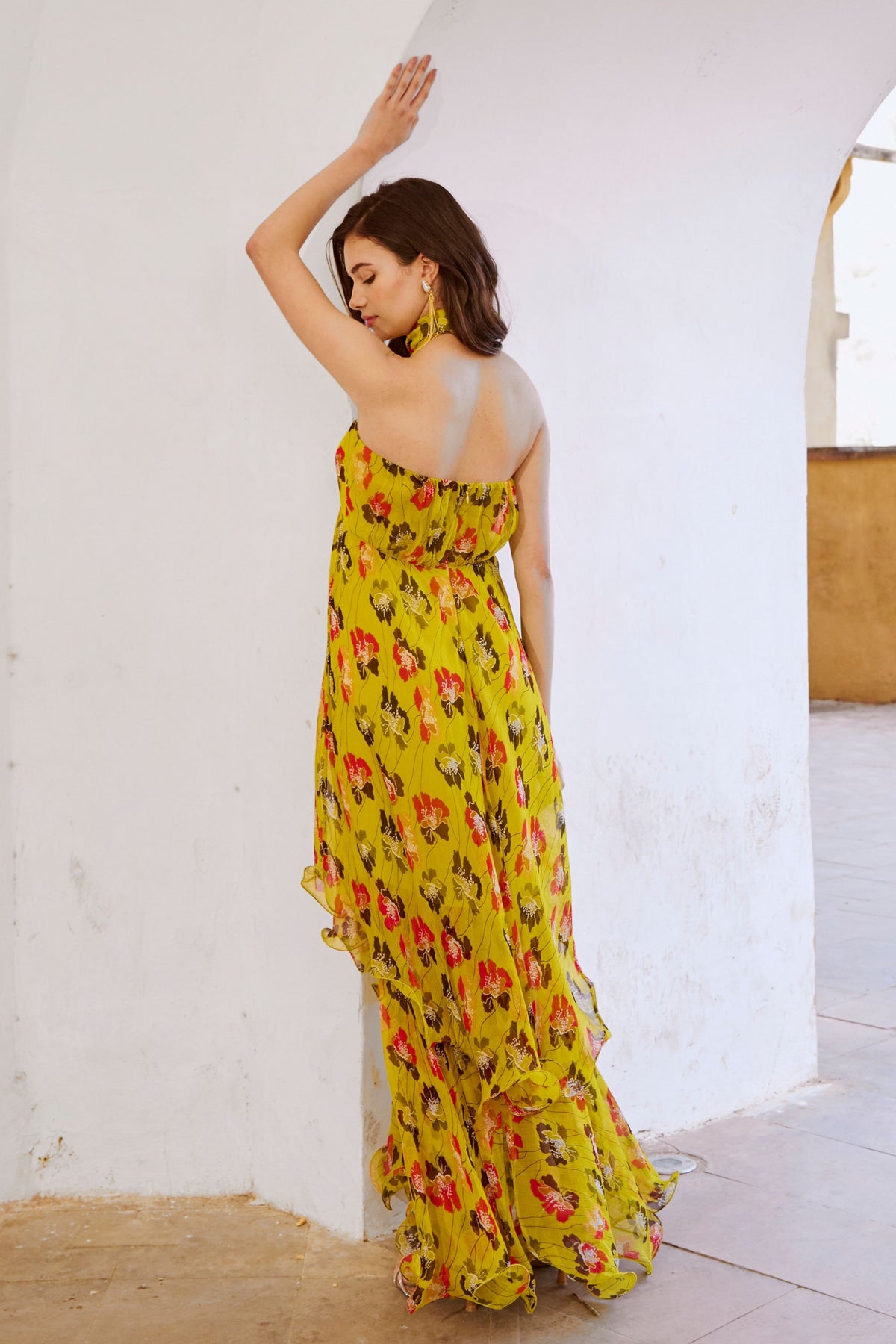 Bumble Bee Green Halter Maxi