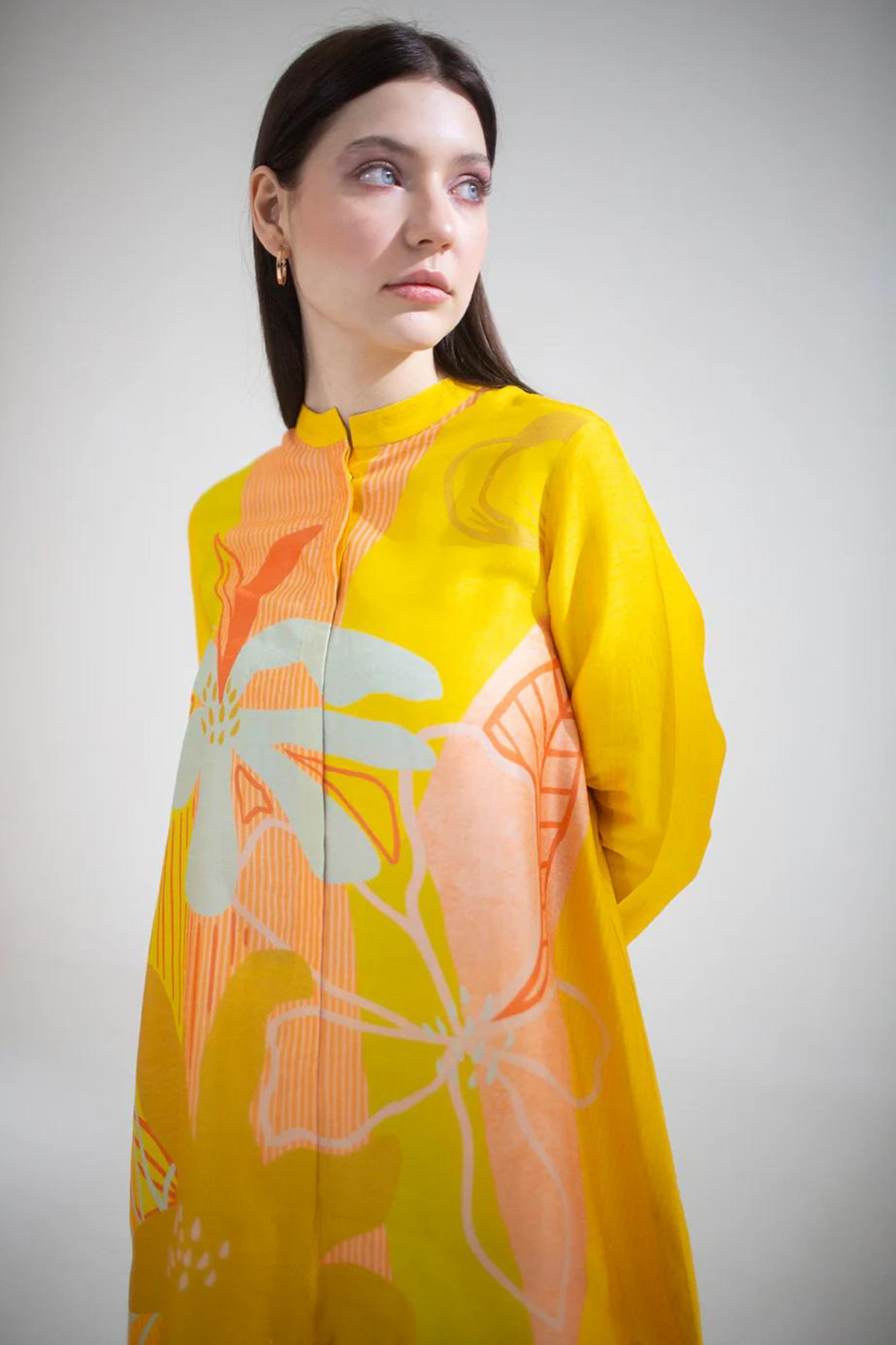 Sunset Yellow Geometric Abstract  Tunics Set