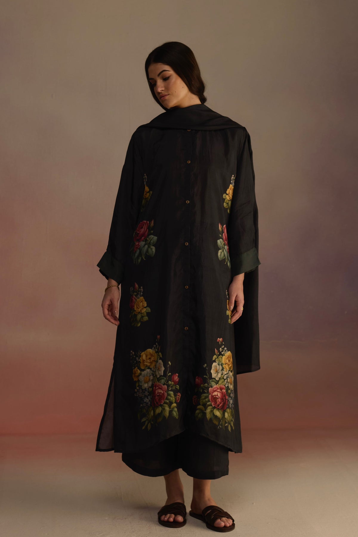 Gladioly Black Kurta