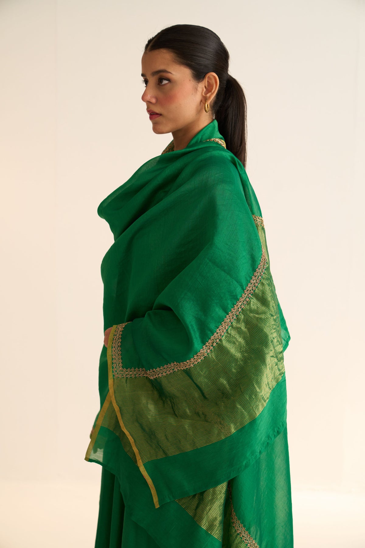 Mridini Green Chanderi Dupatta