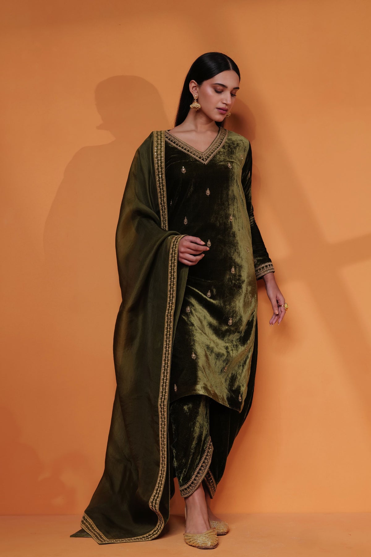 Forest Green Embroidery Kurta Set