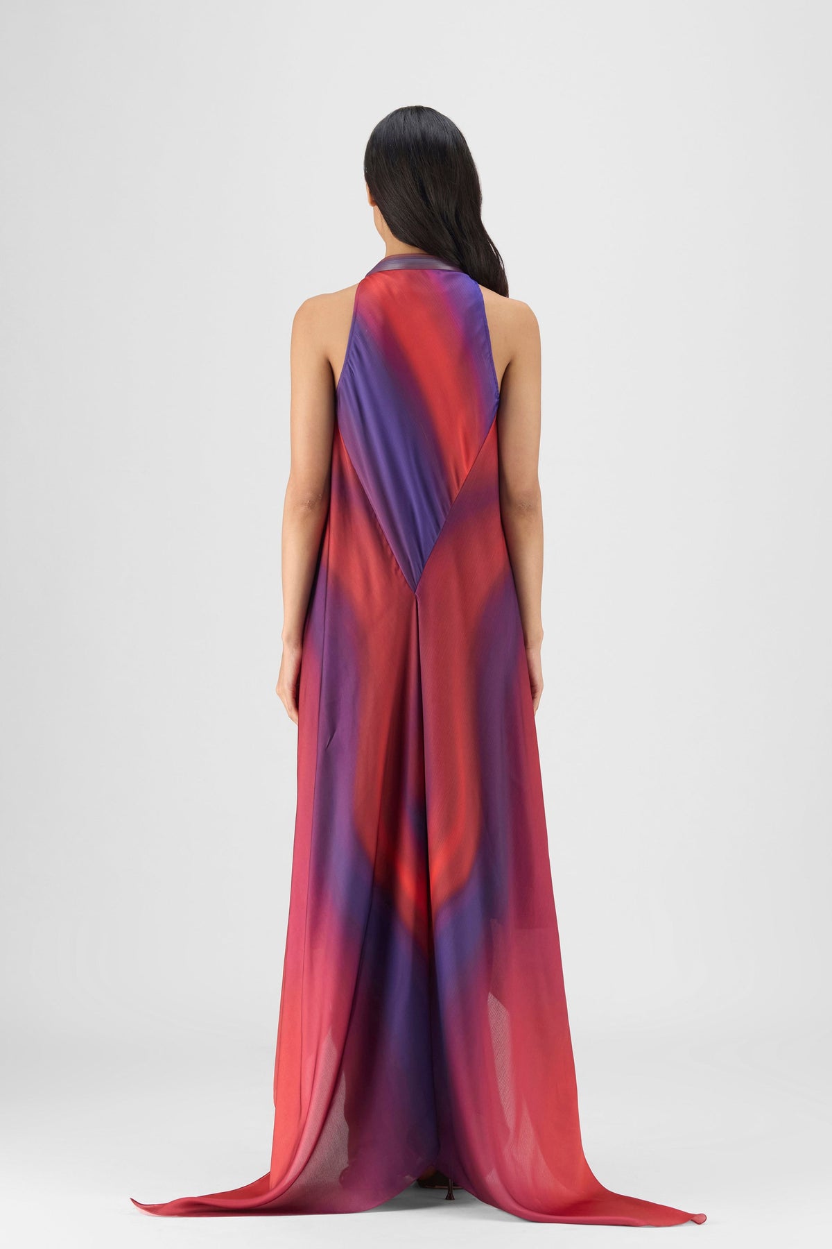 Pleated Watercolour Fluid Gown