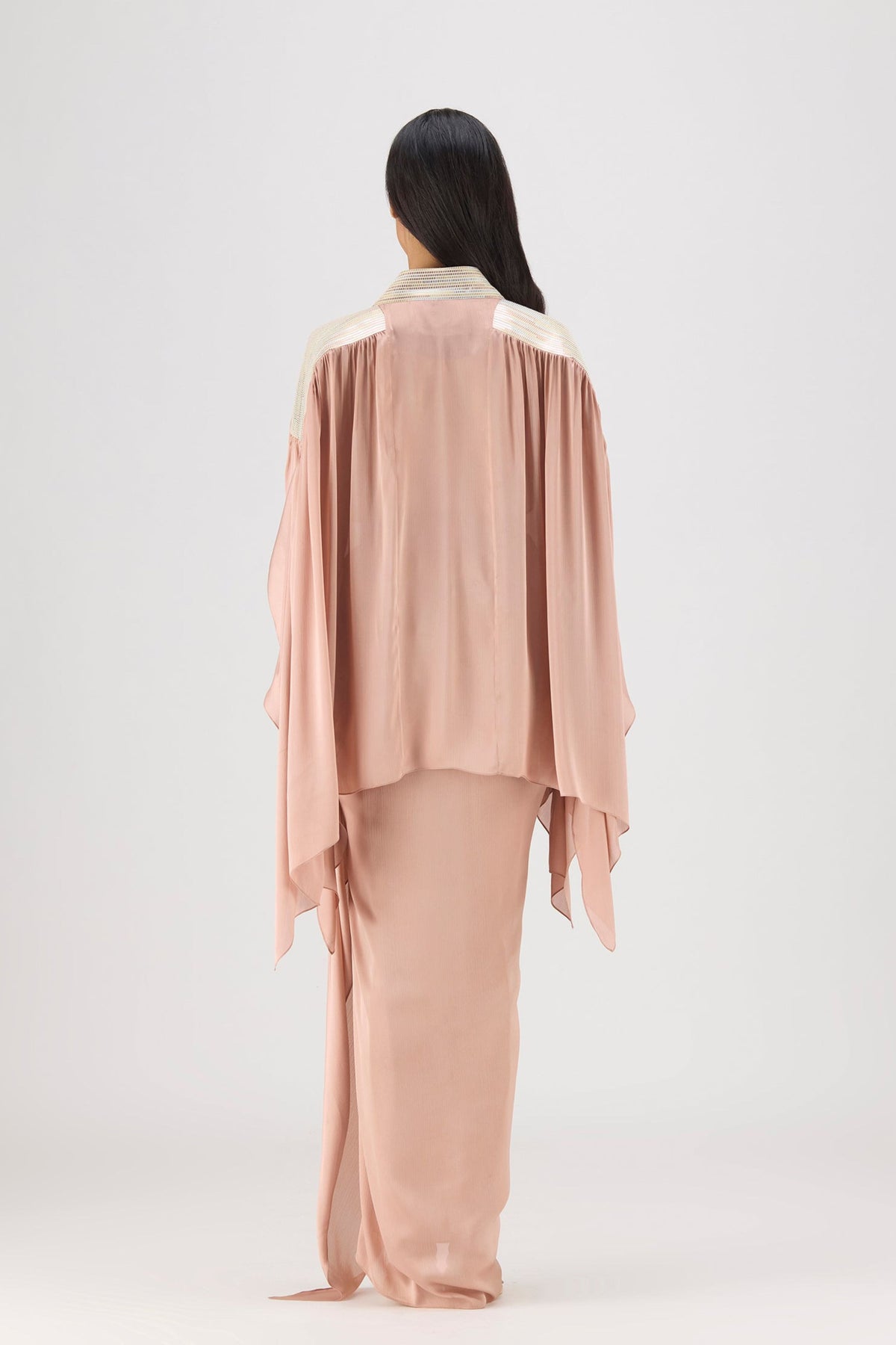 Rose Metallic Structured Cape Set