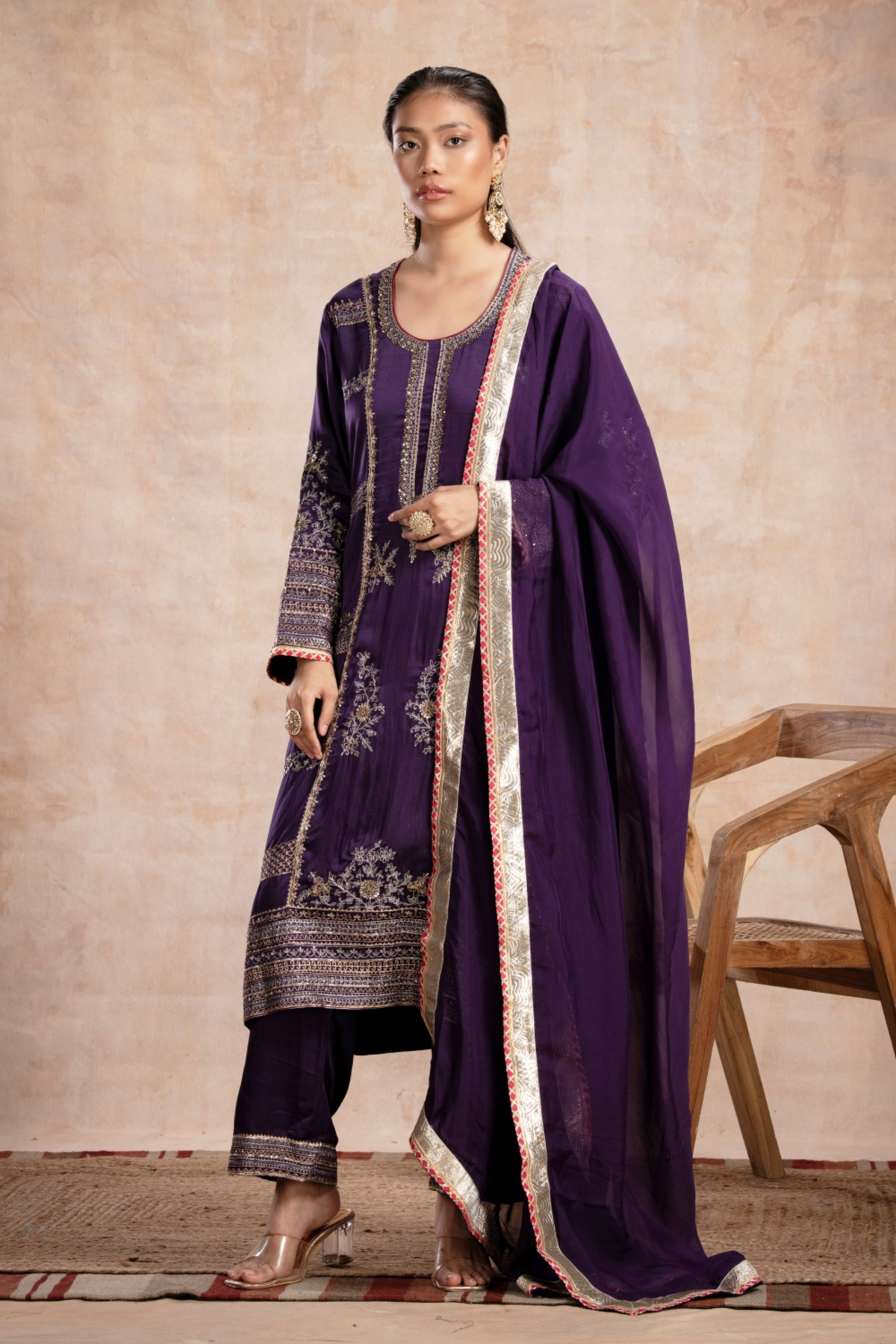 Fiza Aari Kurta Set Jamuni