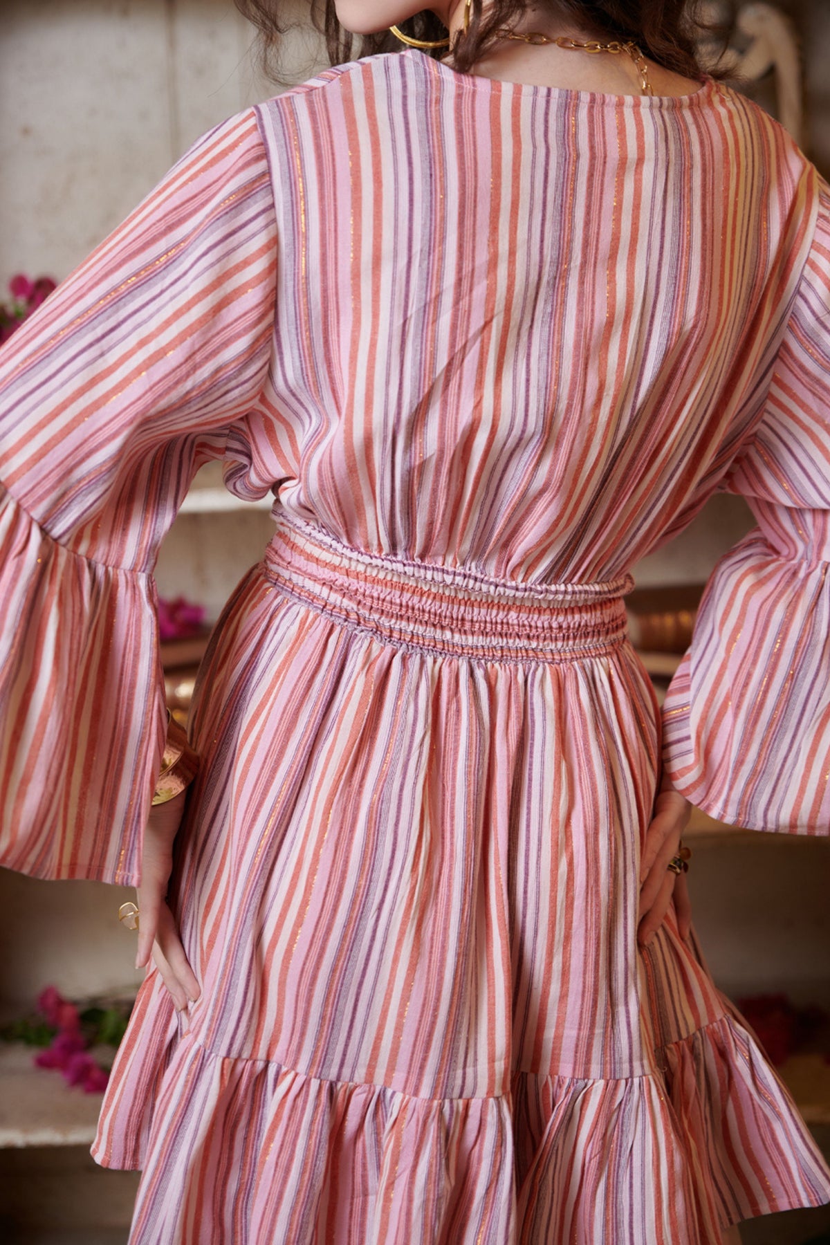 Pink Stripe Mini Skater Dress