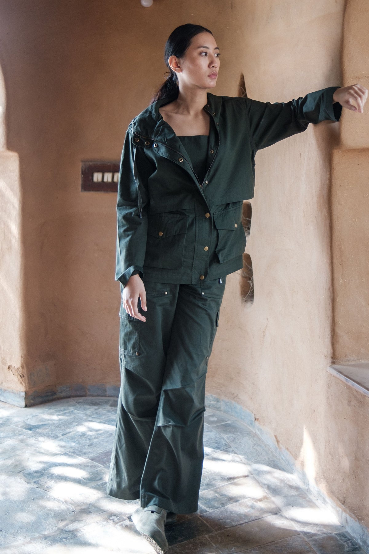 Deep Green Saigon Parachute Pants