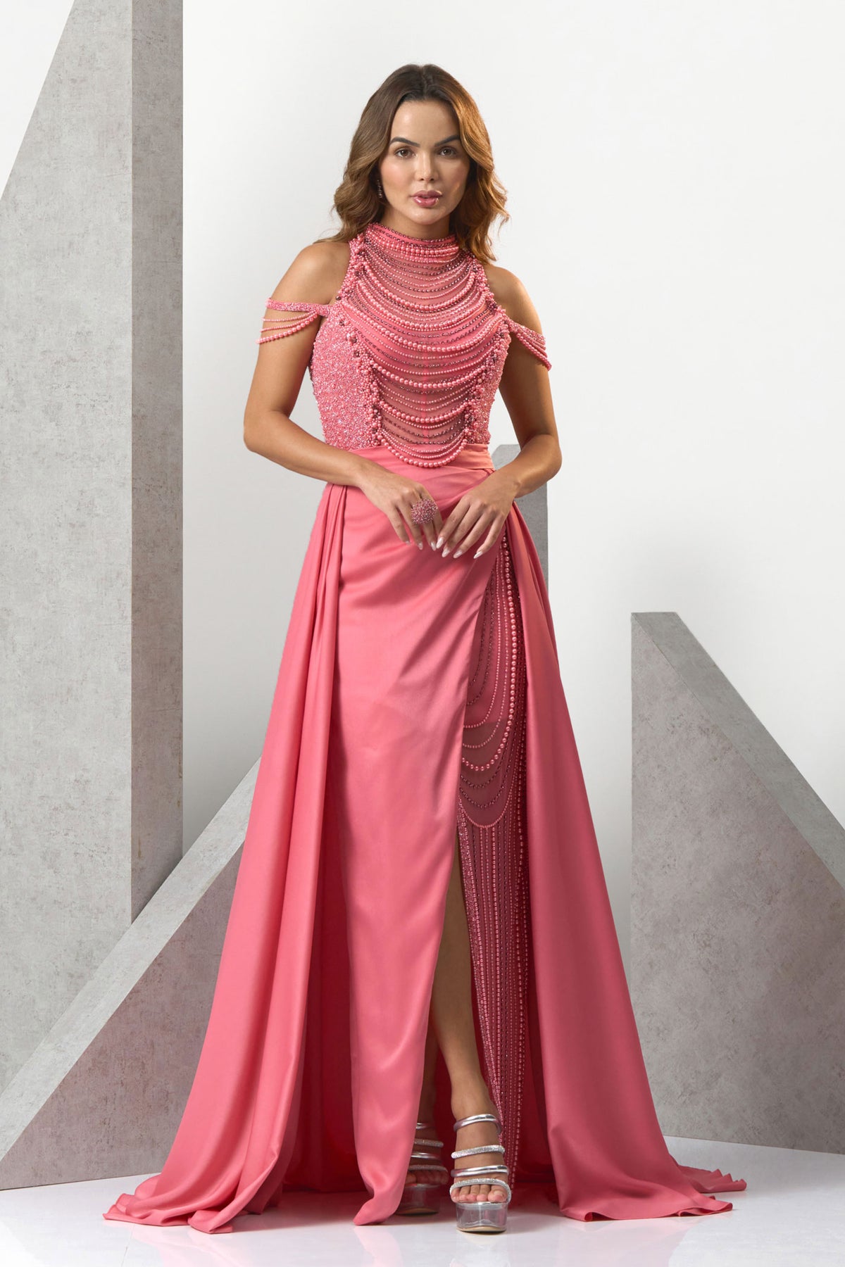 Pink Pearl Princess Evening Gown