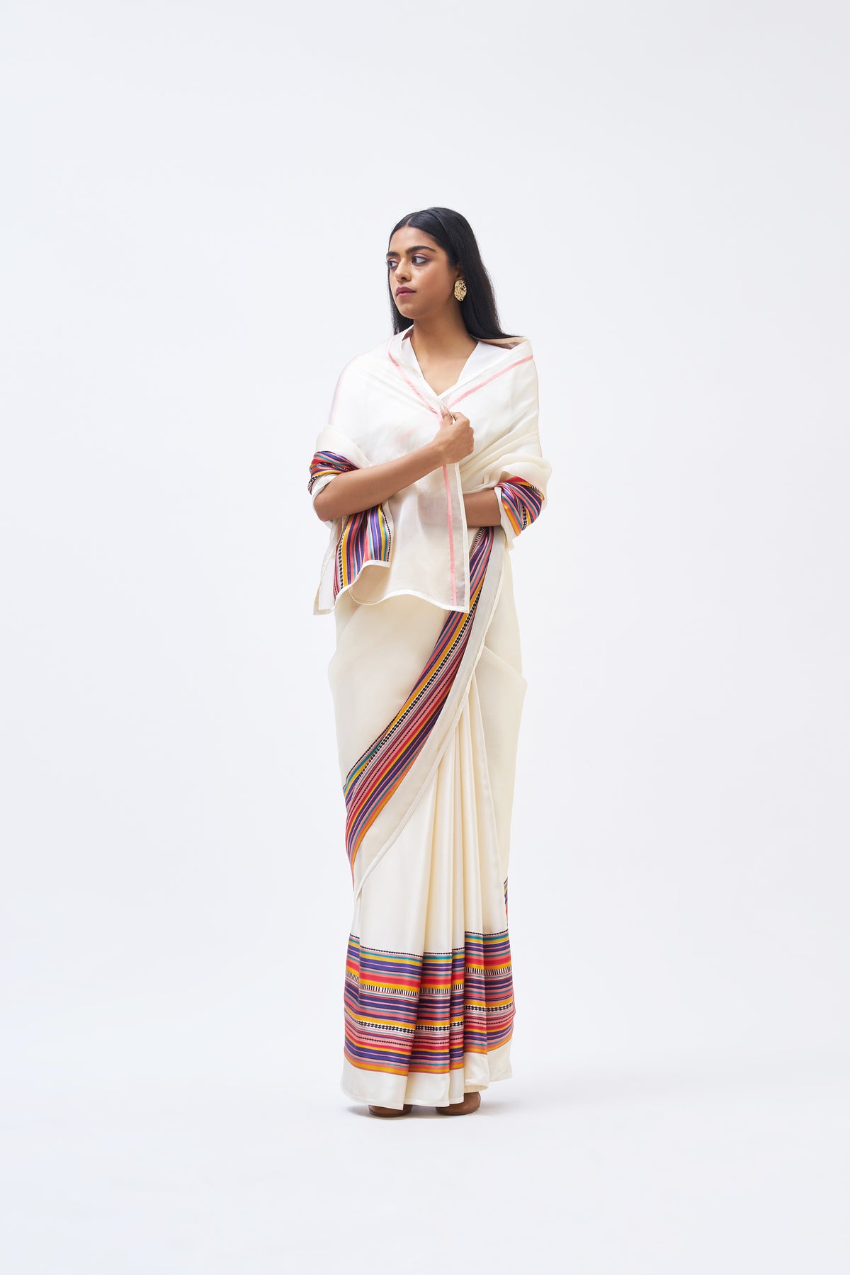 Charley Stripe Silk Organza Saree