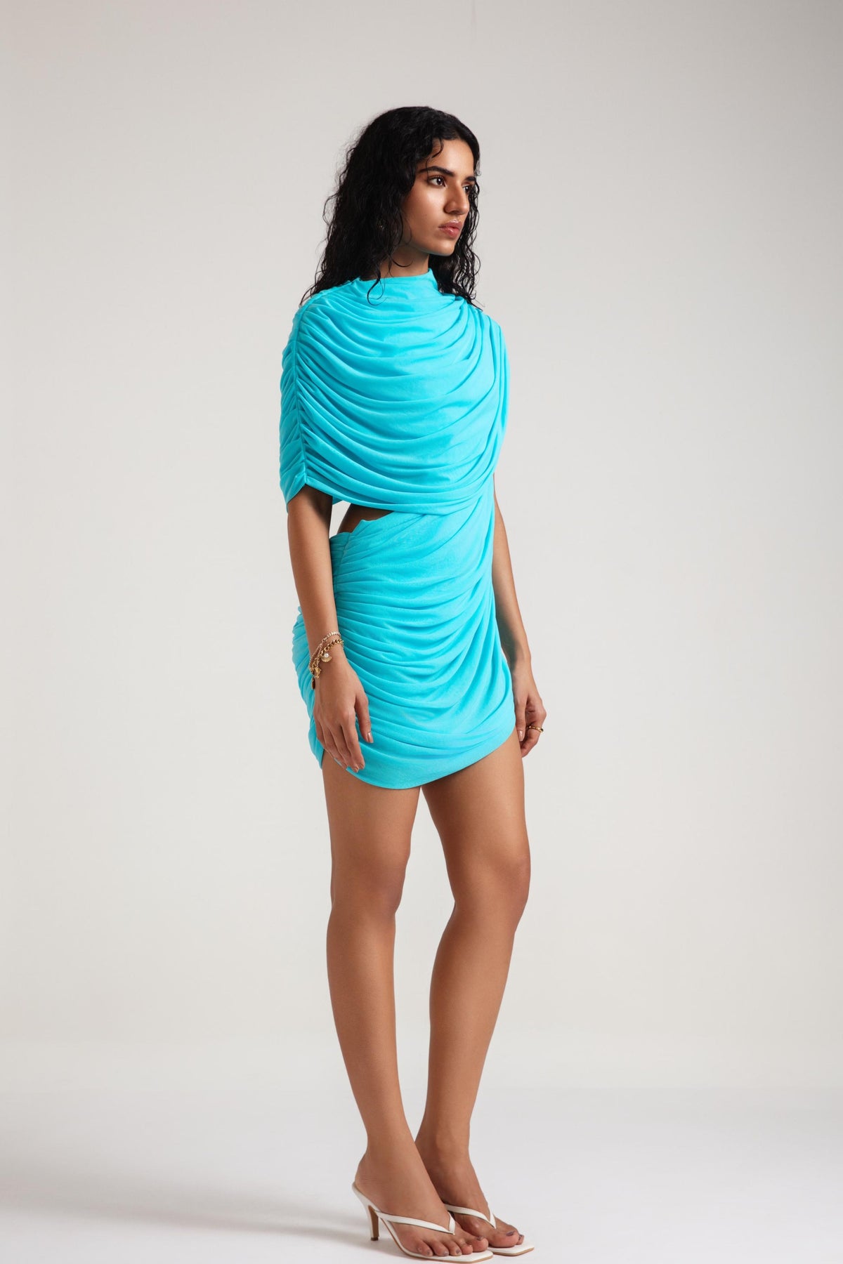 Alenna Chic Blue Draped Dress