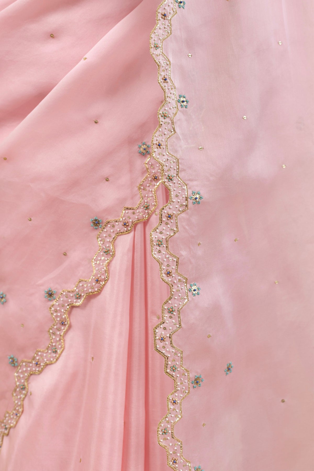 Pink Soha Cutwork Saree Blouse Set