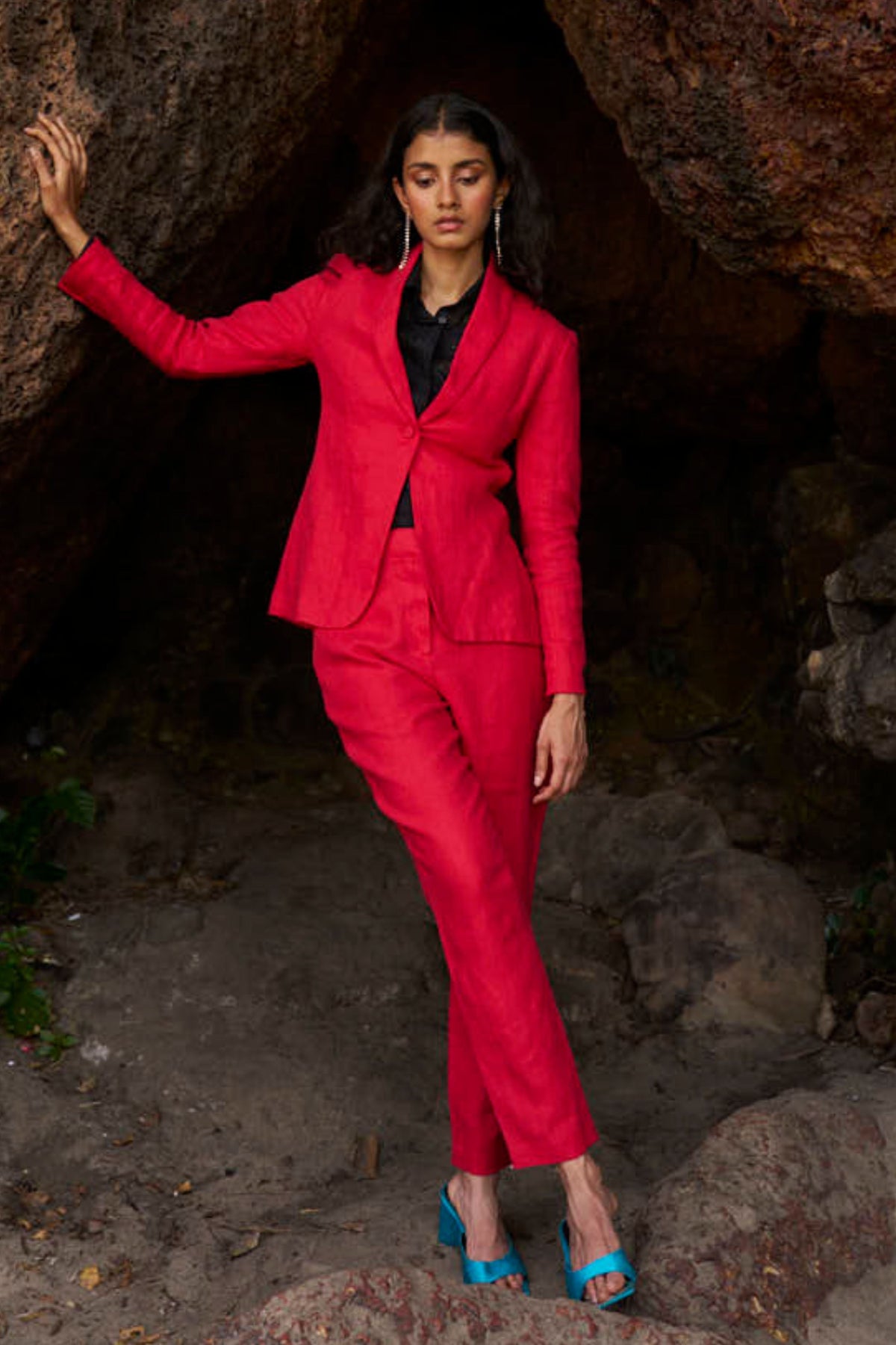 Red Linen Blazer