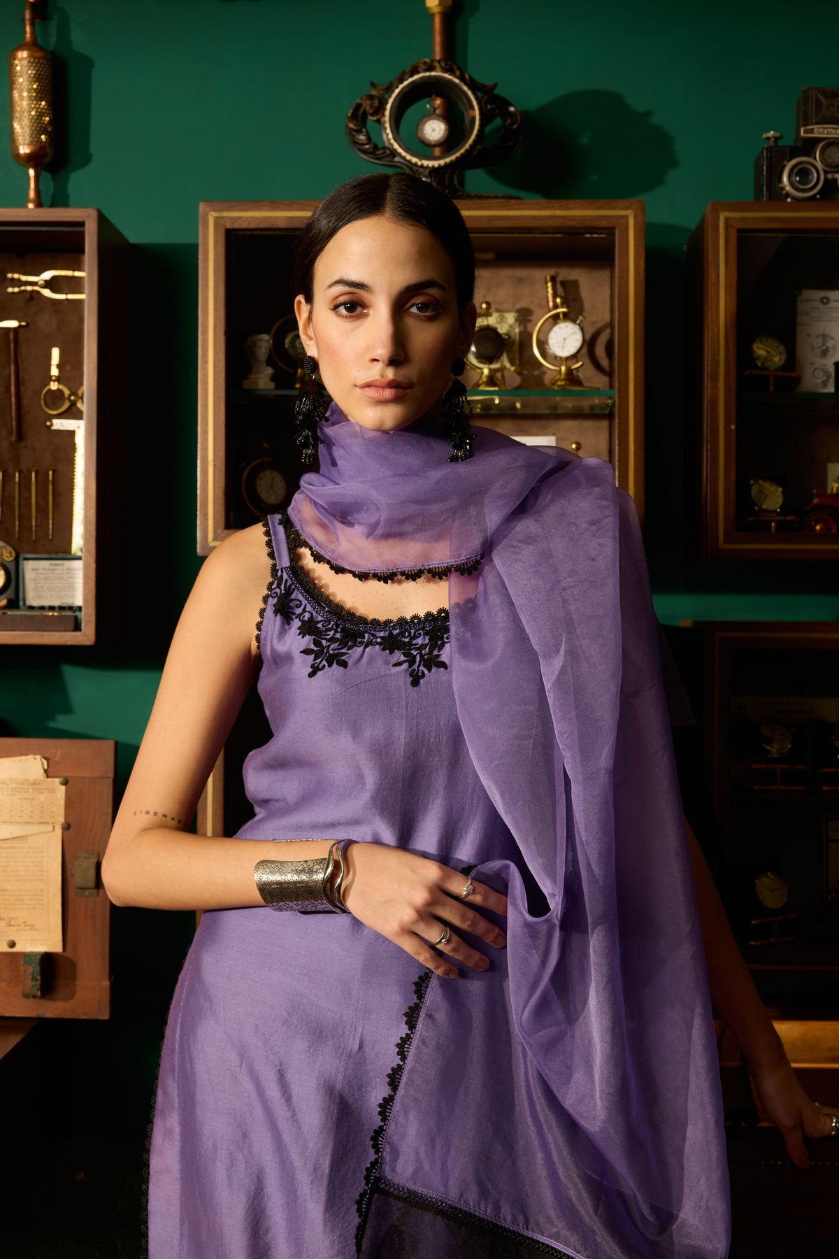 Purple Embroidered Kurta Set