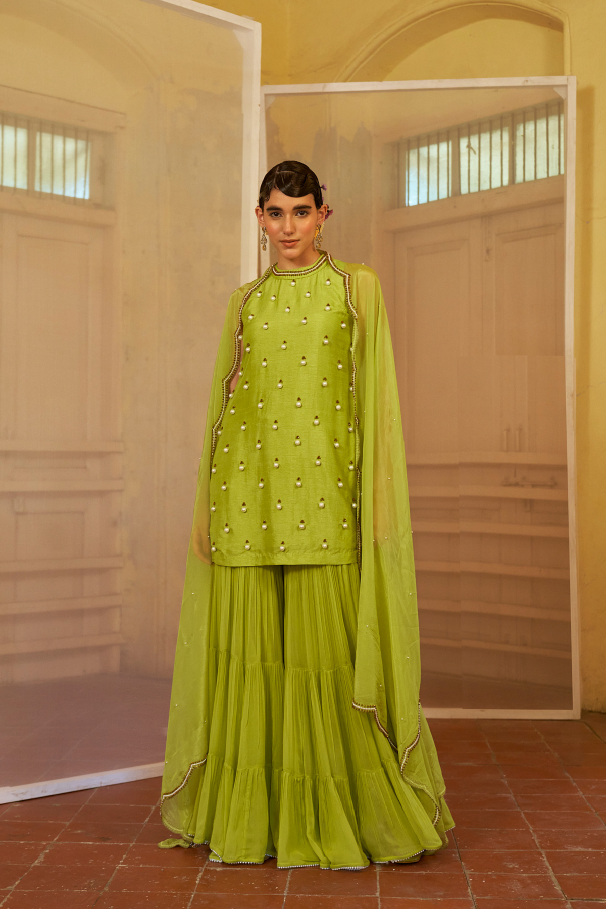 Luminous Lime Sharara Set