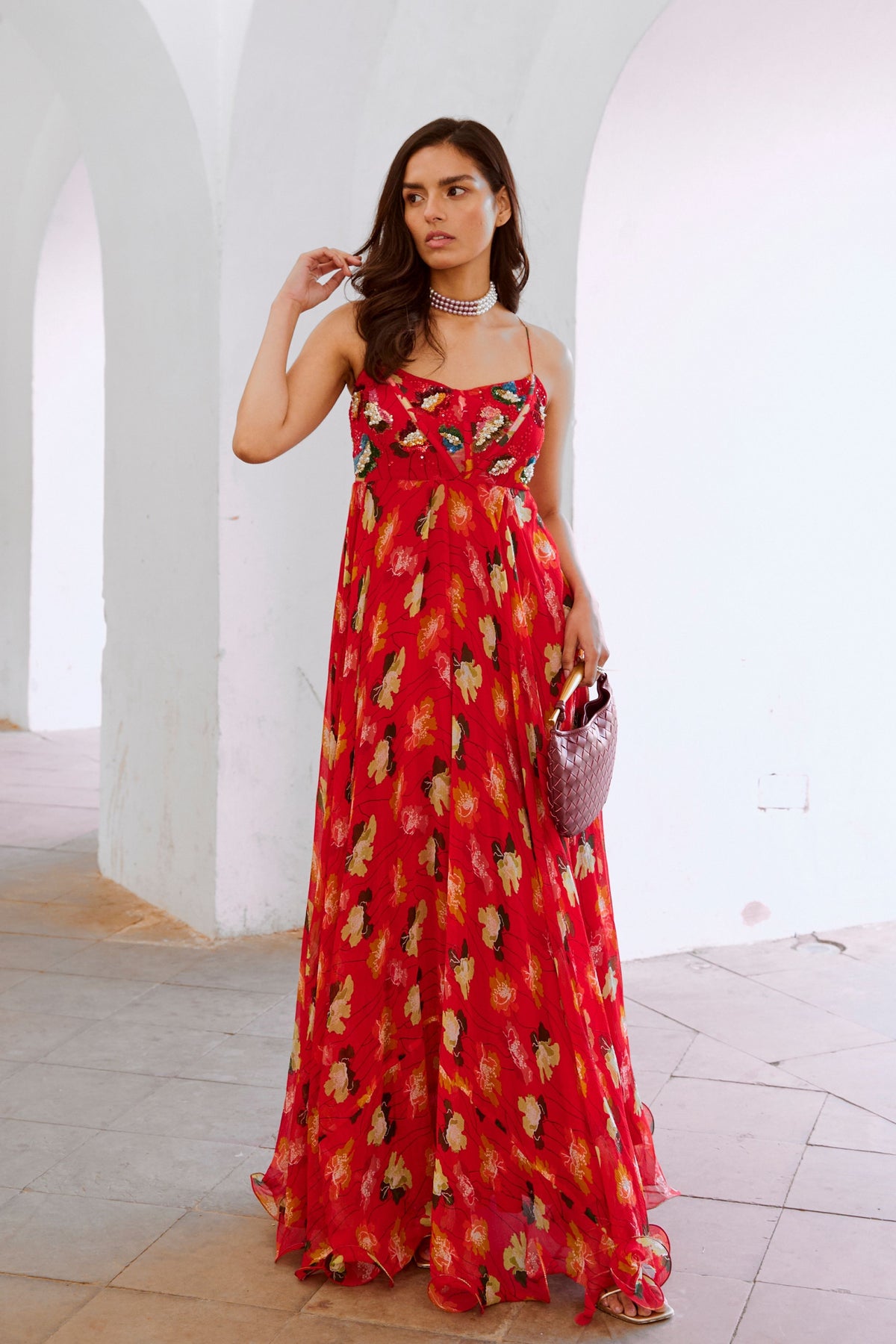 Lal Bagh Poppy Corset Maxi