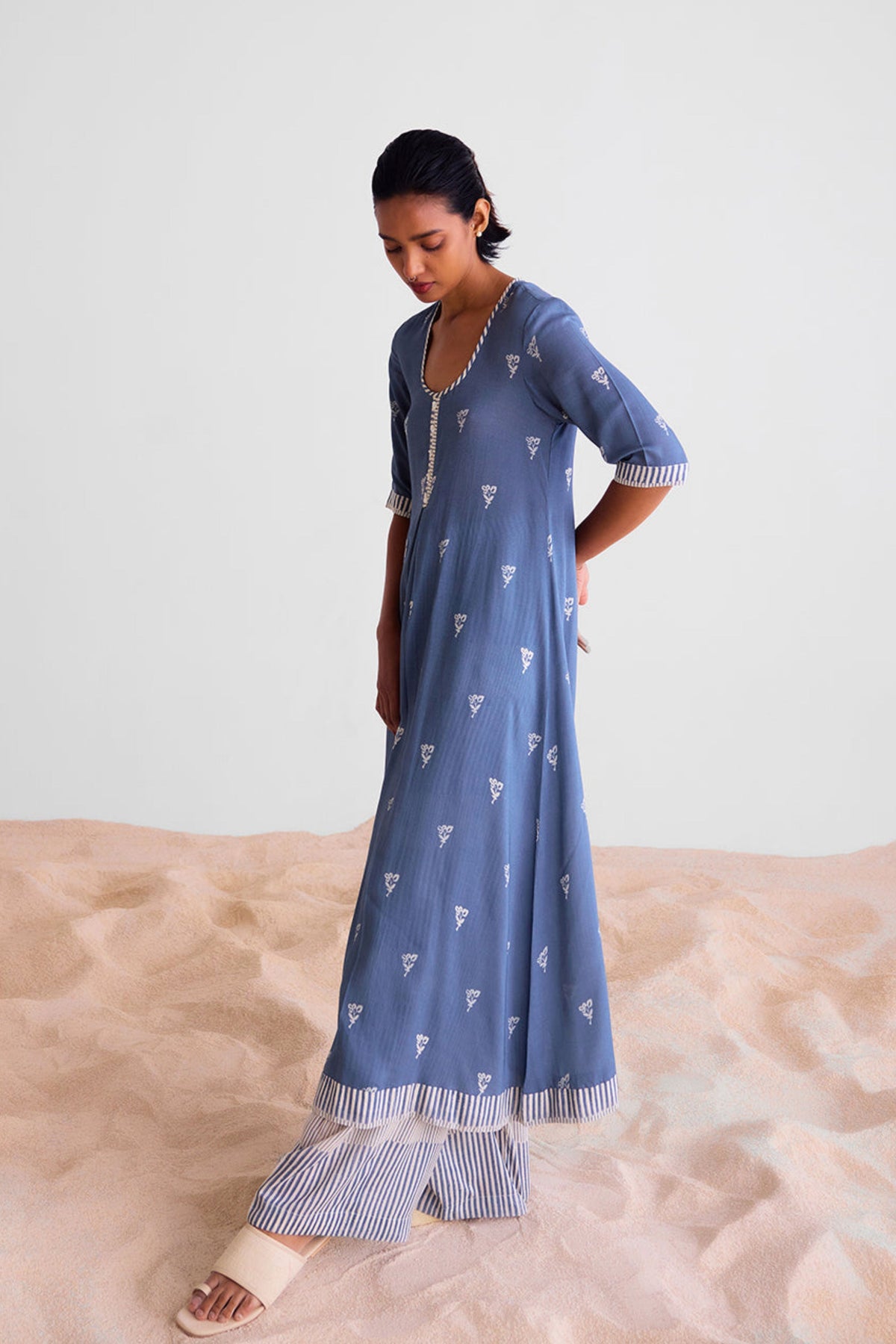 Blue Grey Kurta Set