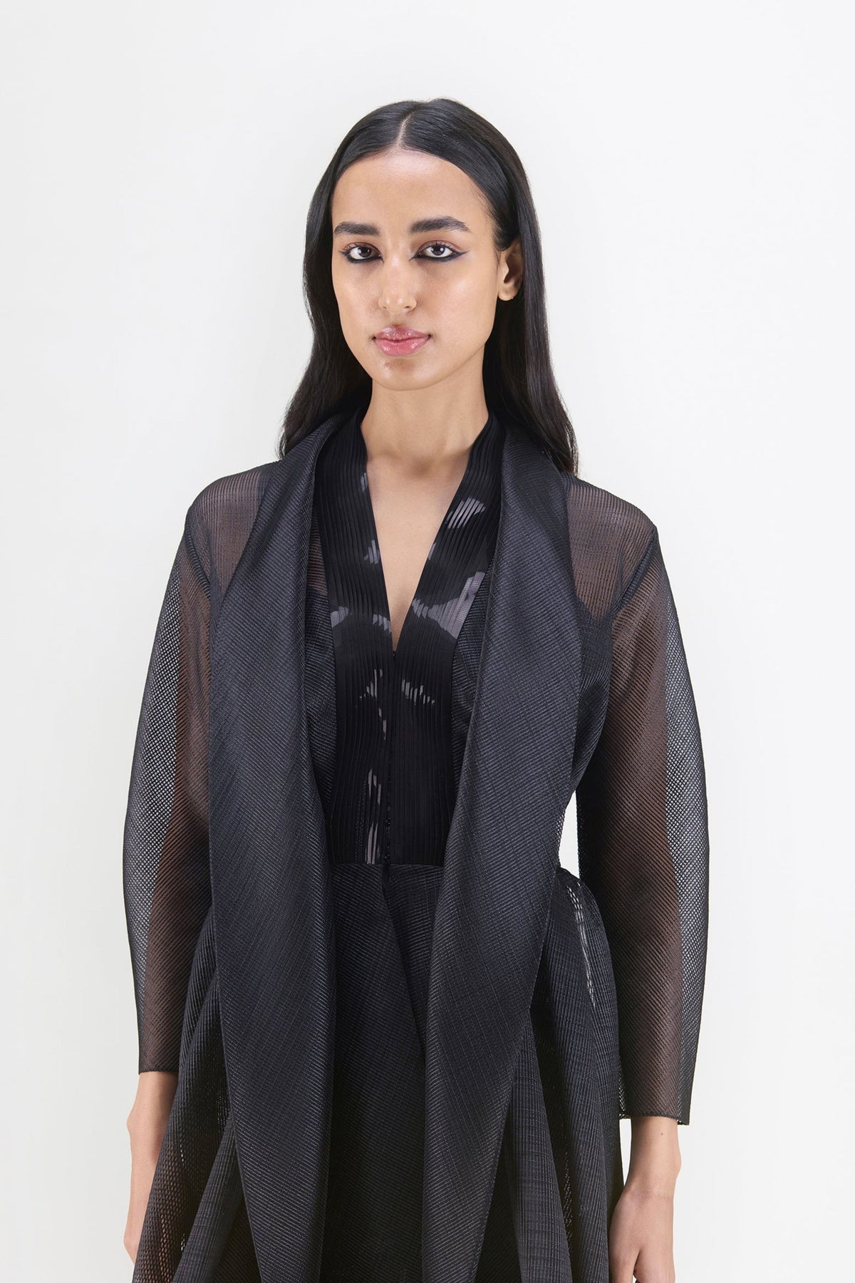 Metallic Black Draped Shirt