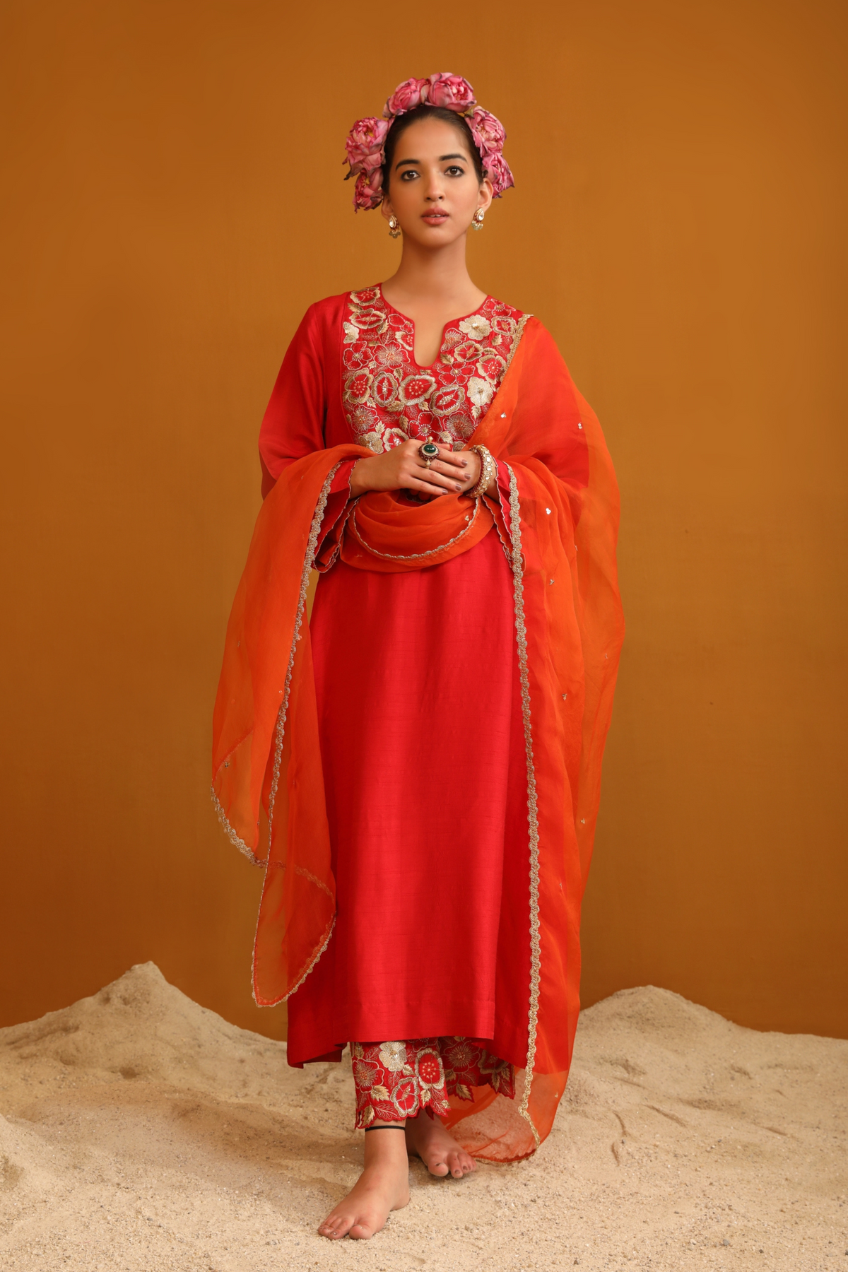 Naaz Deep Red Kurta Set