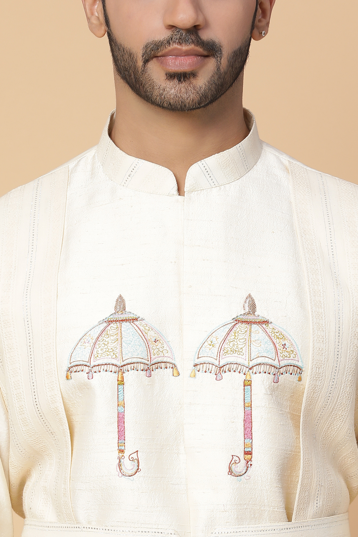 Off white umbrella kurta with churidar