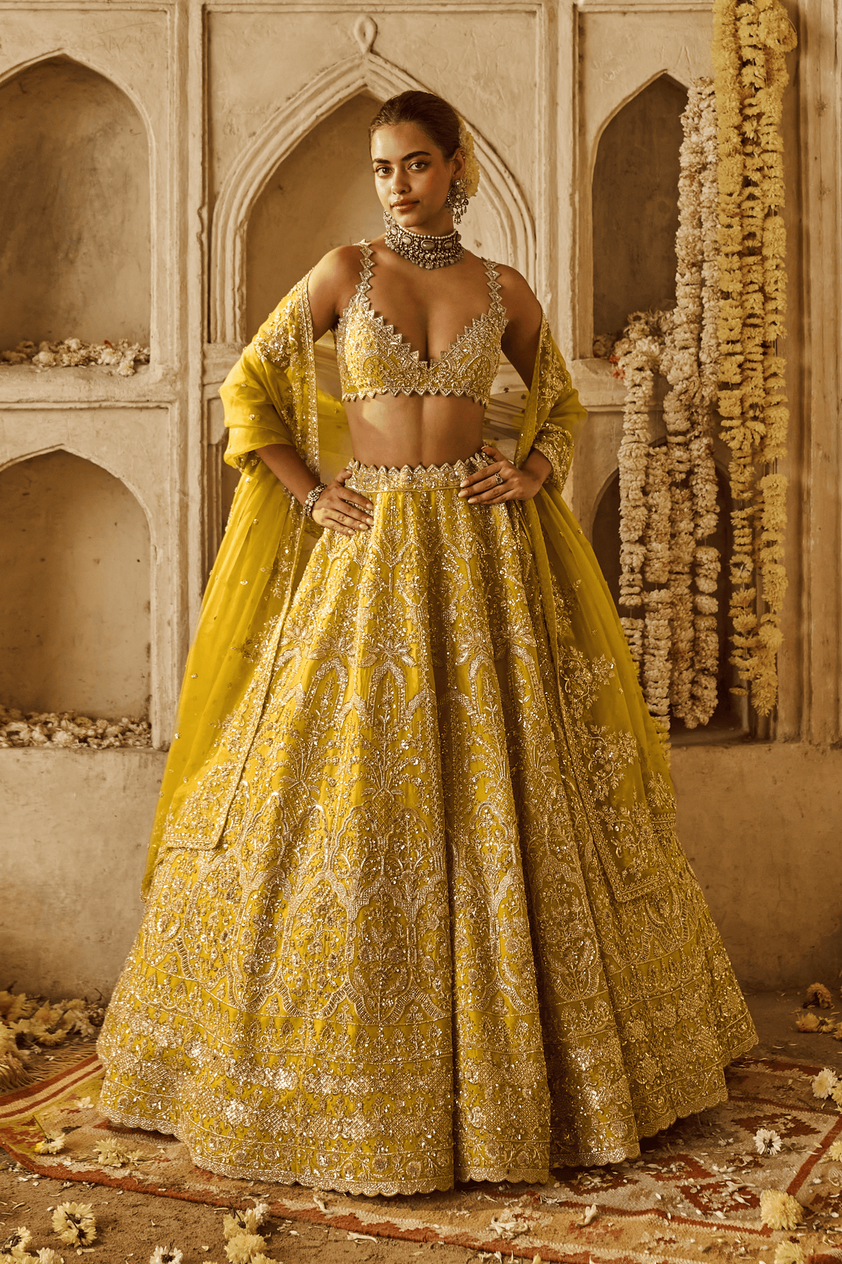 Yellowish Green Sneha Lehenga Set