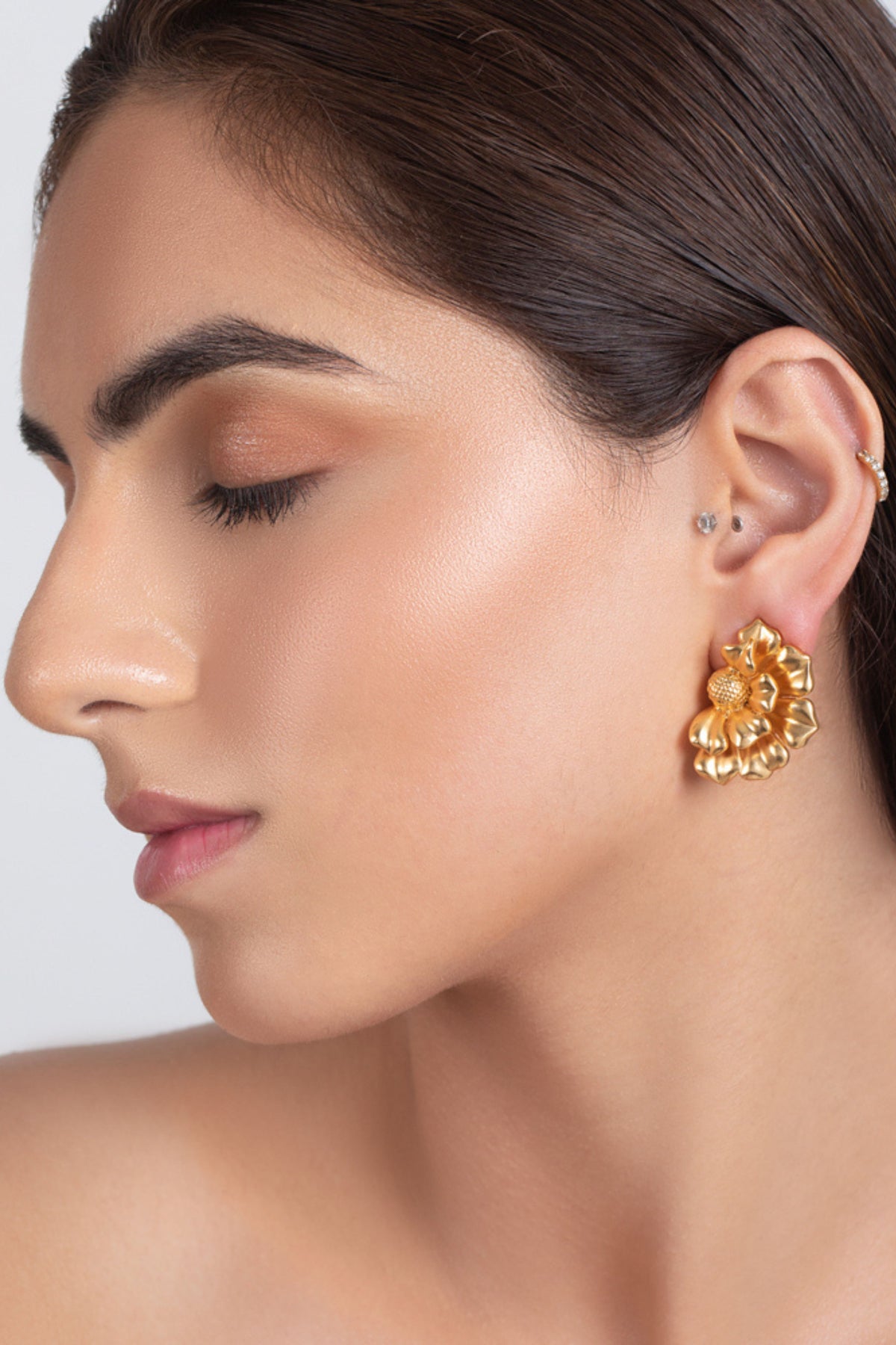 Matte gold avis studs