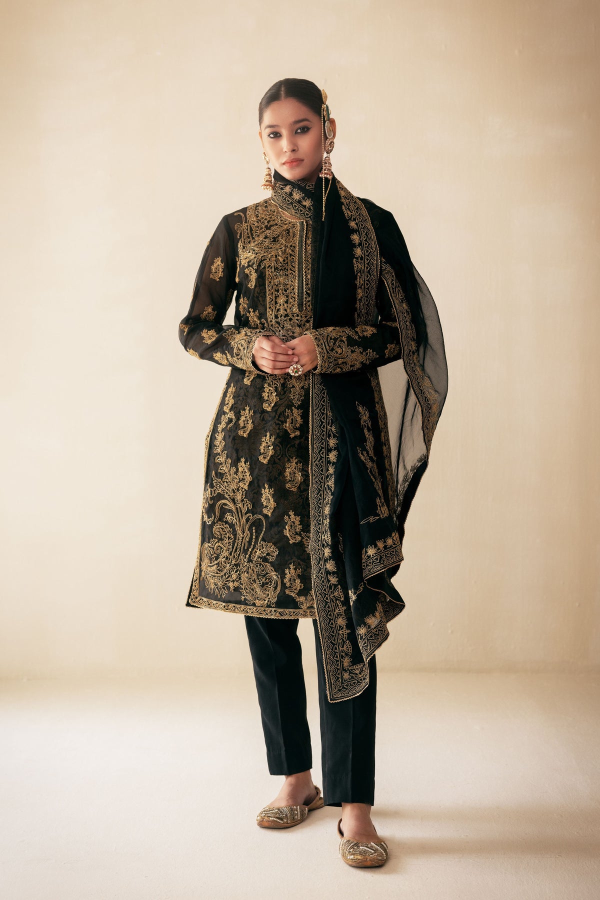 Black Embroidery Kurta Set