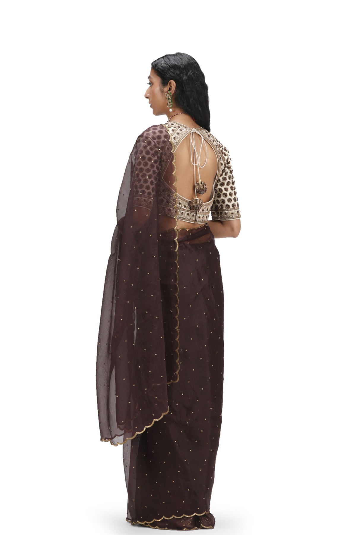 Dhyeya Brown Saree Set