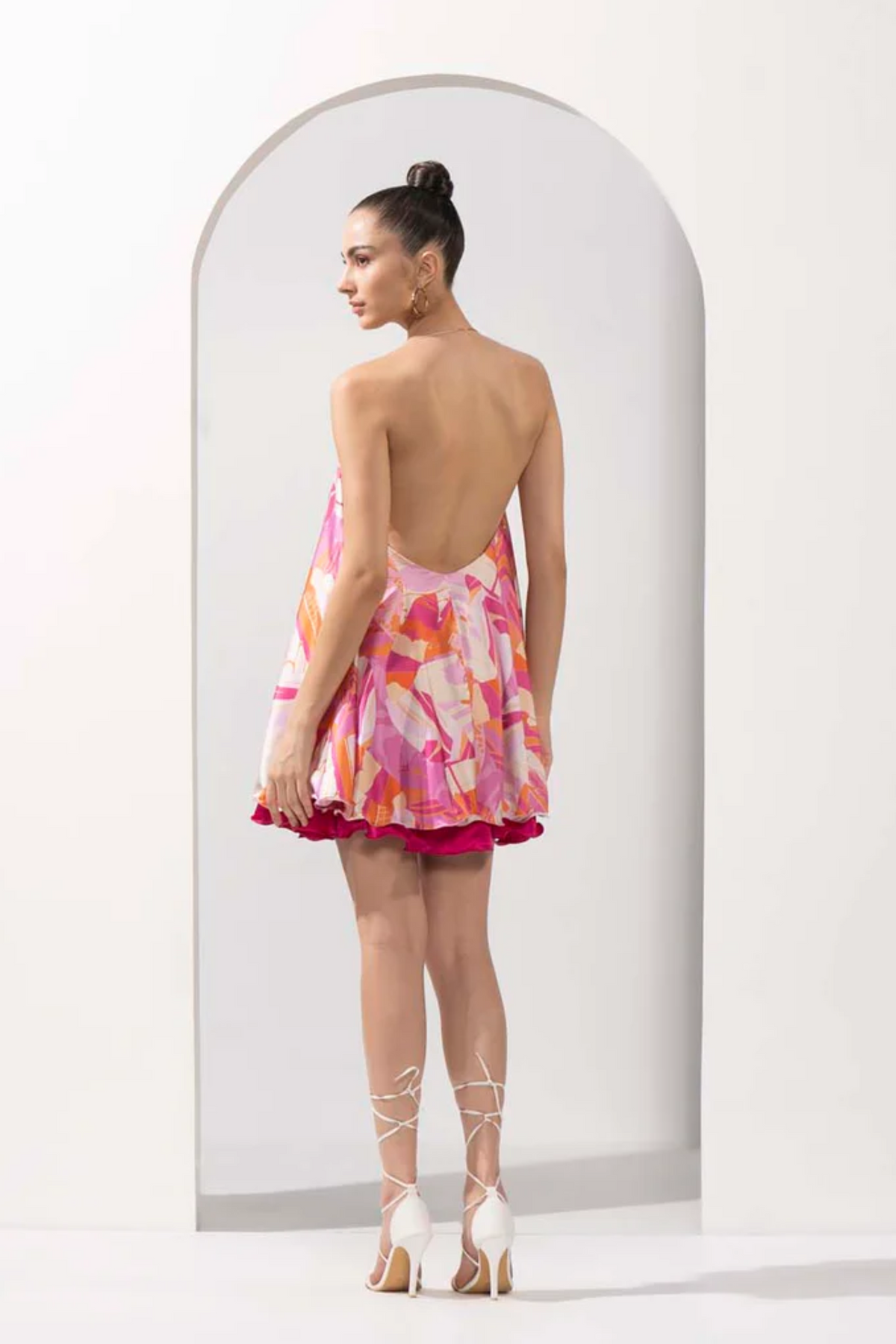 Pink Abstract Printed Short Dress