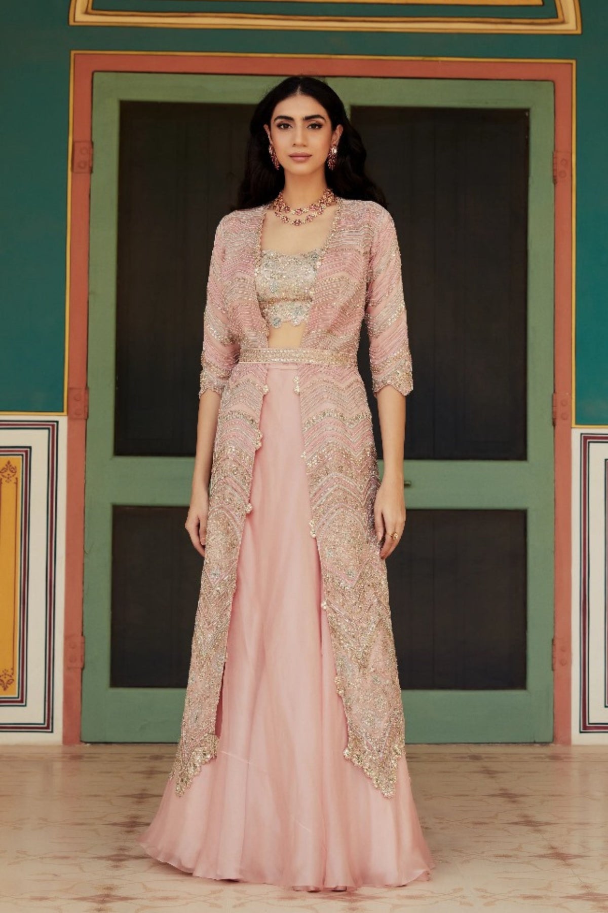 Sepia rose jacket lehenga set