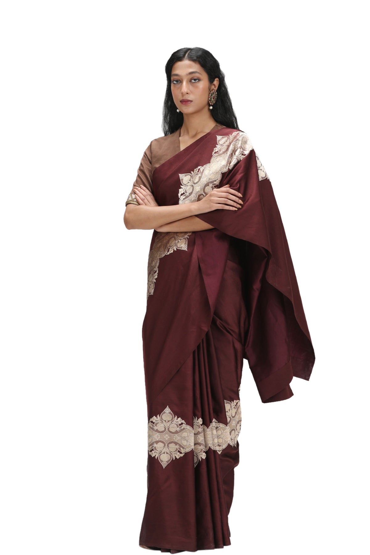 Jyestha Burgundy Saree Set