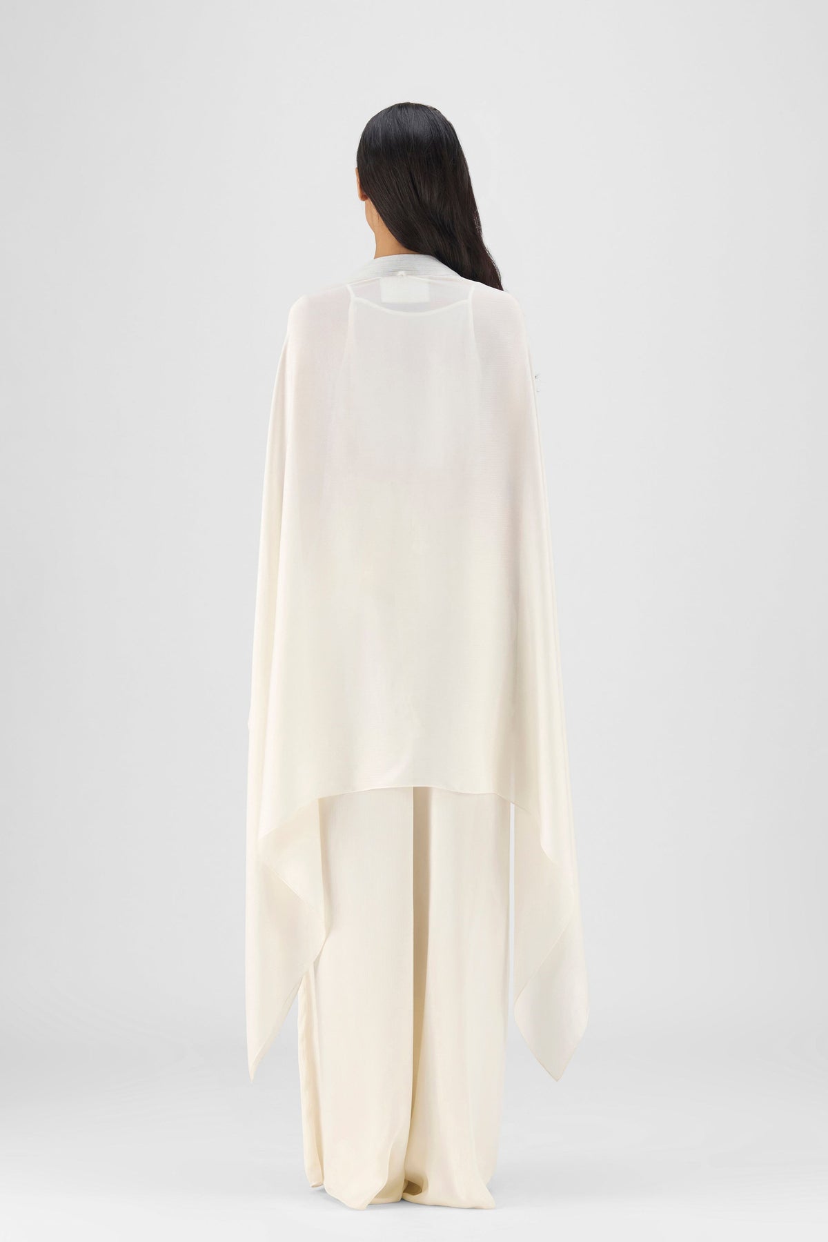 Metallic Structured Cape In Pearl