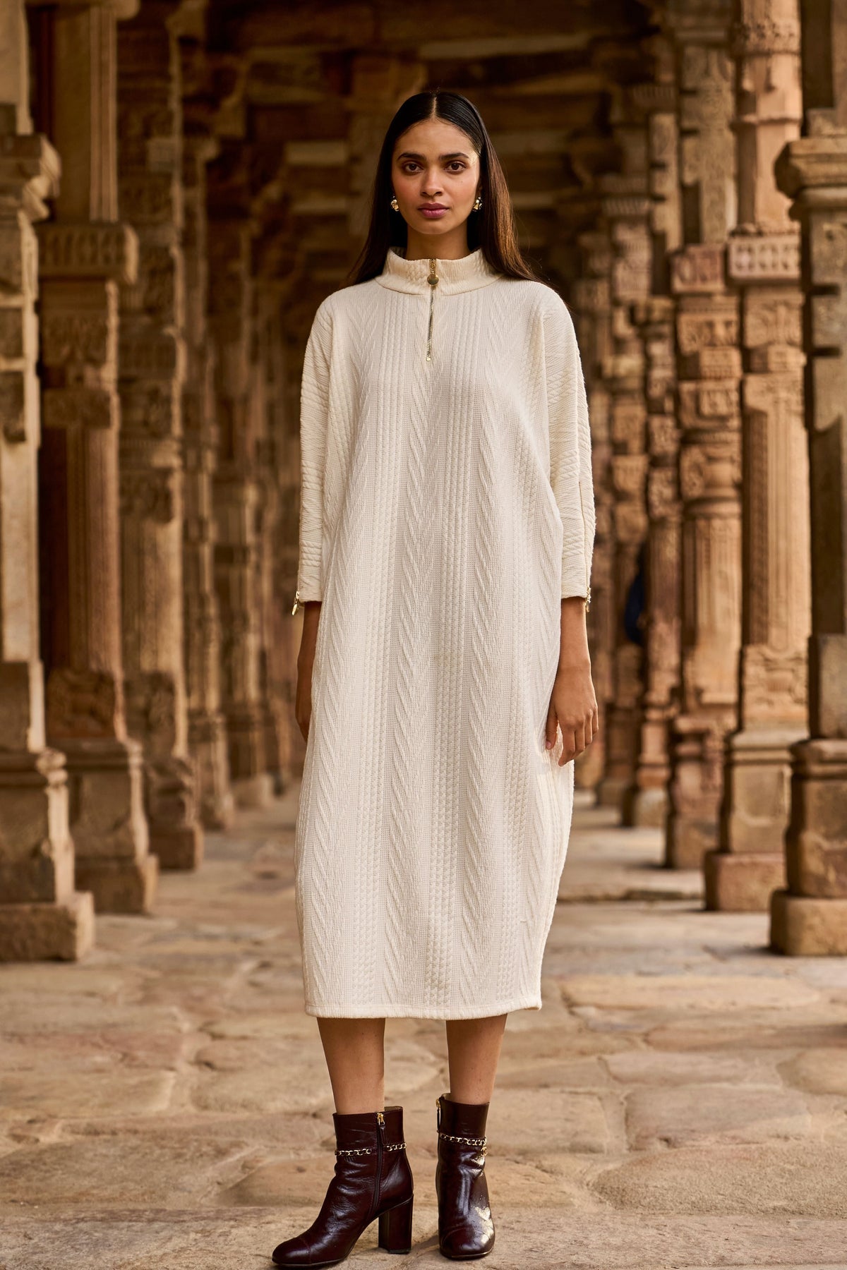 Ivory Knit Midi Dress