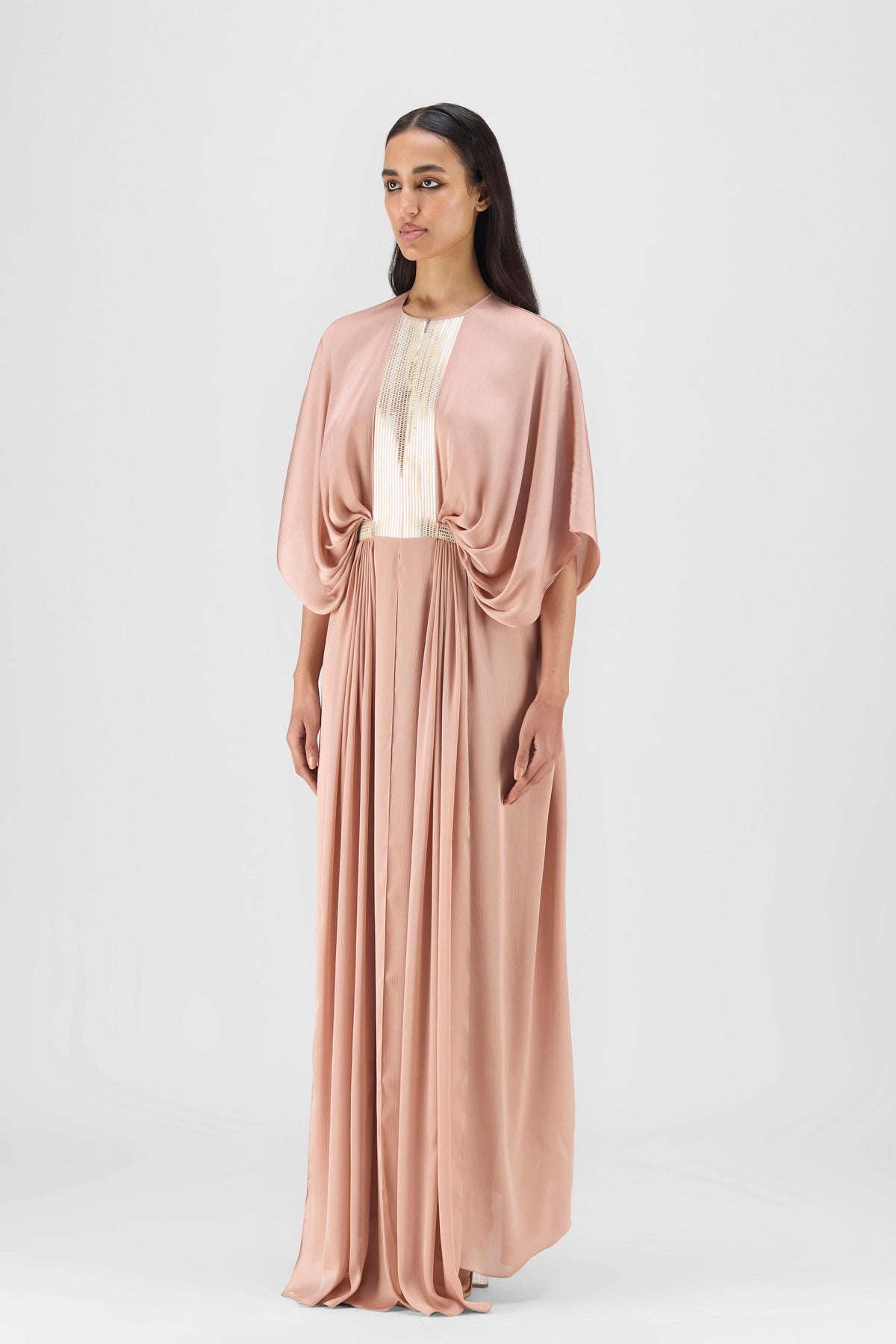 Rose Pleated Layered Gown