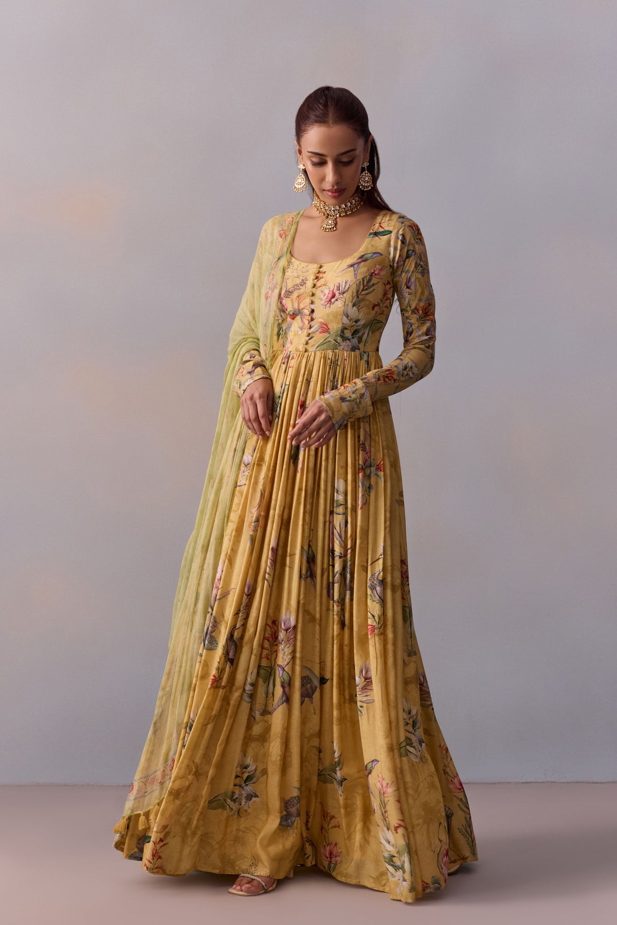 Lemon Yellow Pavika Anarkali Set