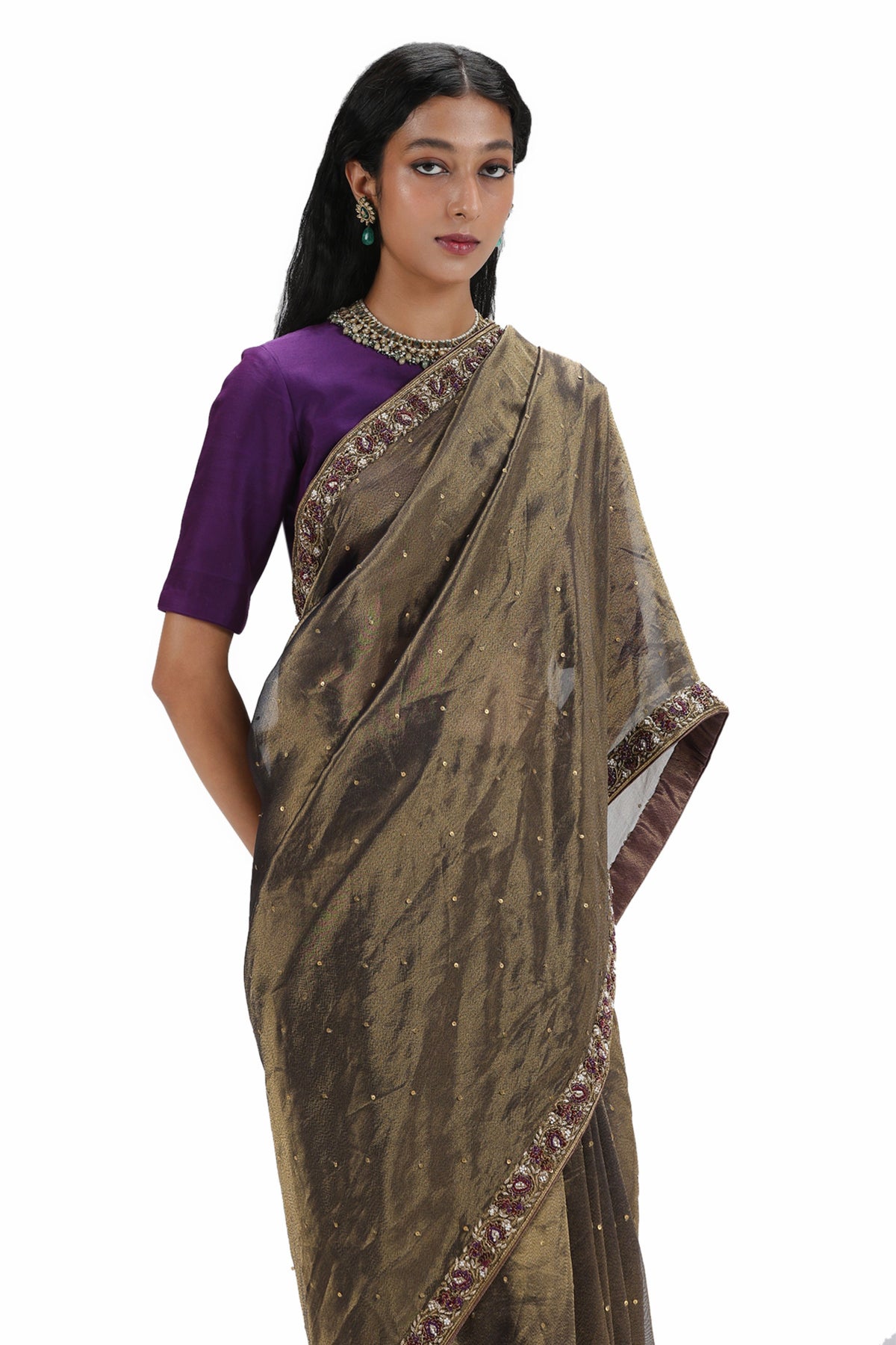 Jagadisvari Grey Saree Set