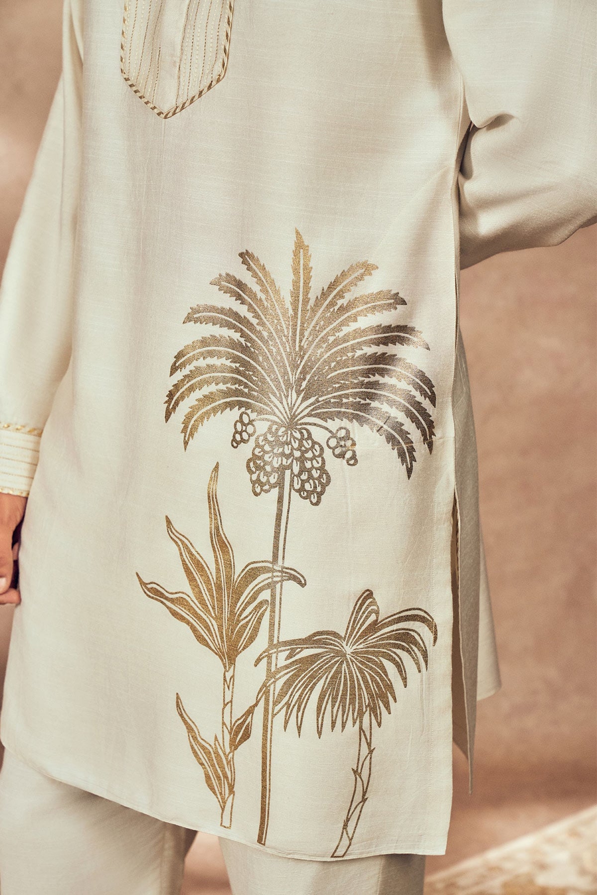 Ivory Palm Blooms Kurta