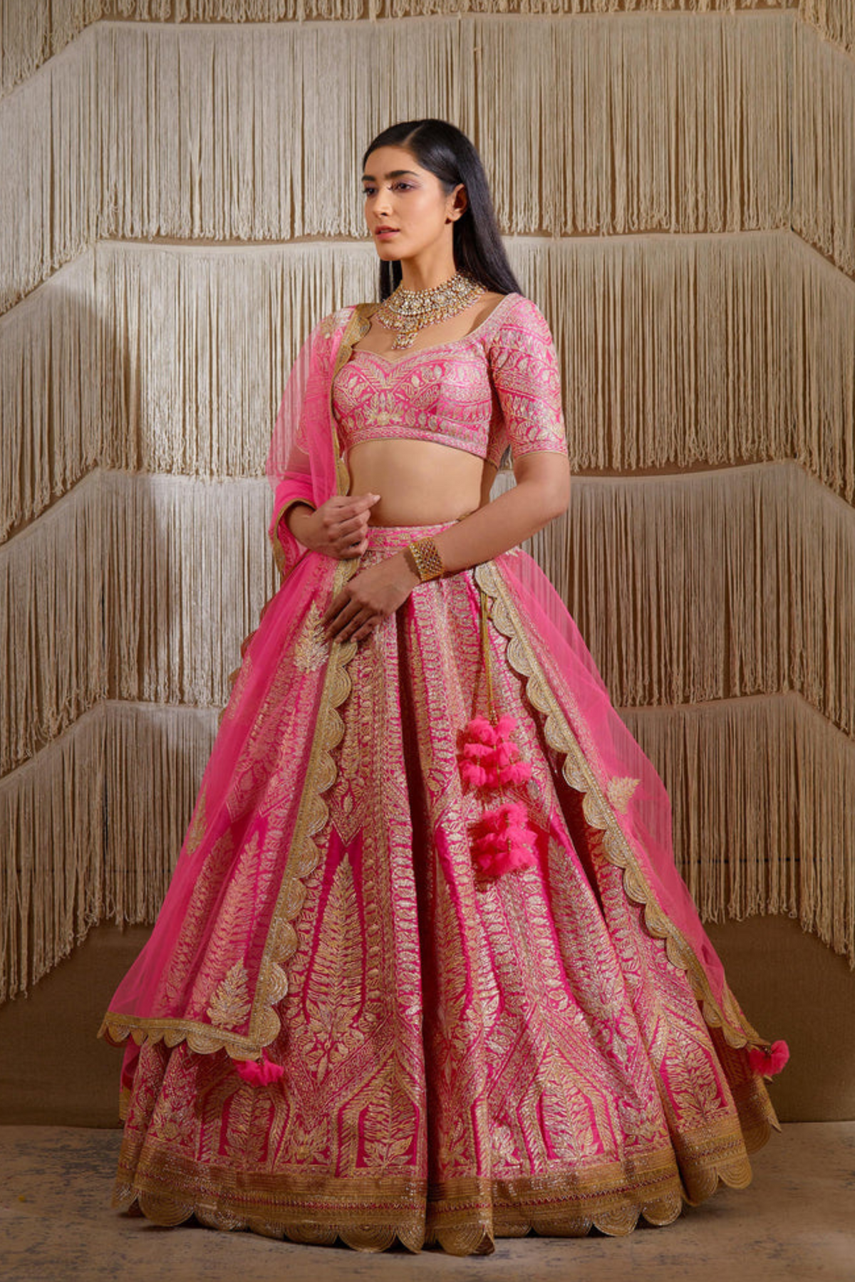 Gota embroidered lehenga in pink