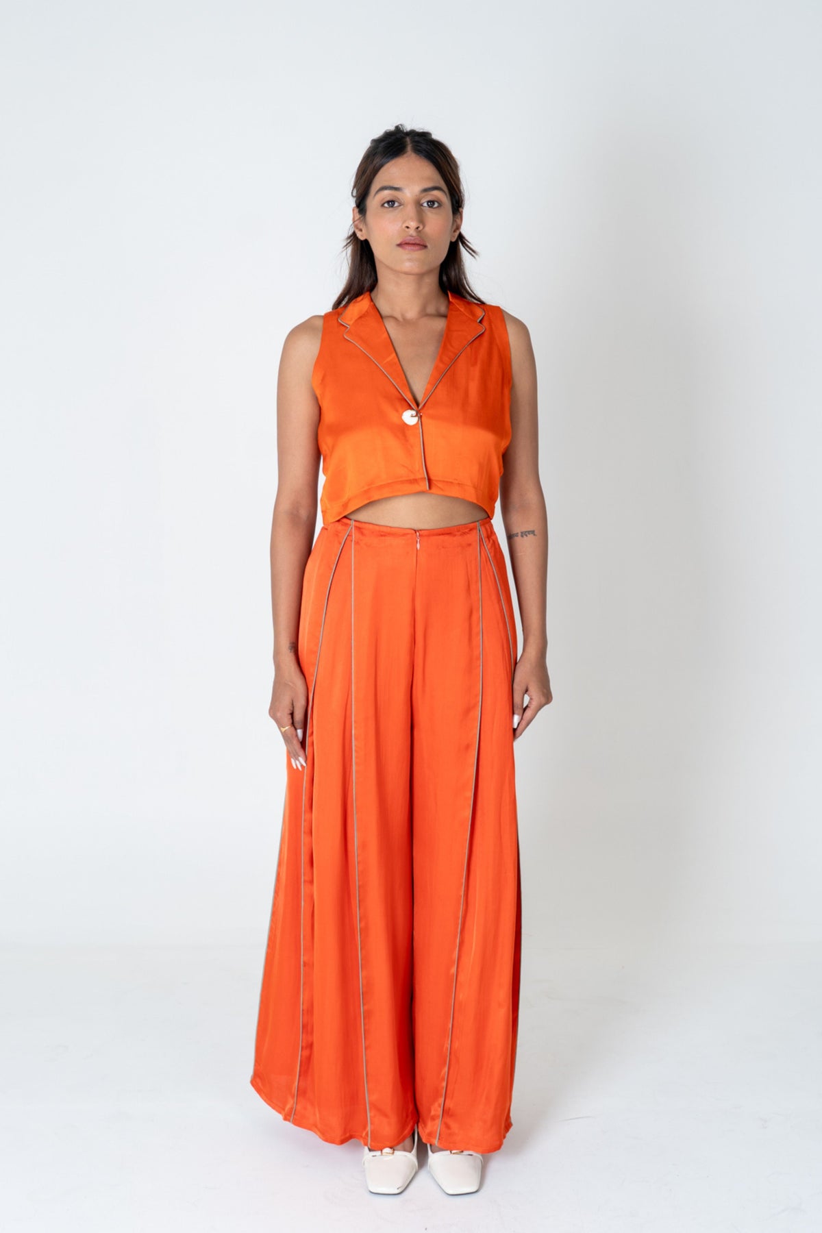 Orange Sleeveless Waistcoat Top