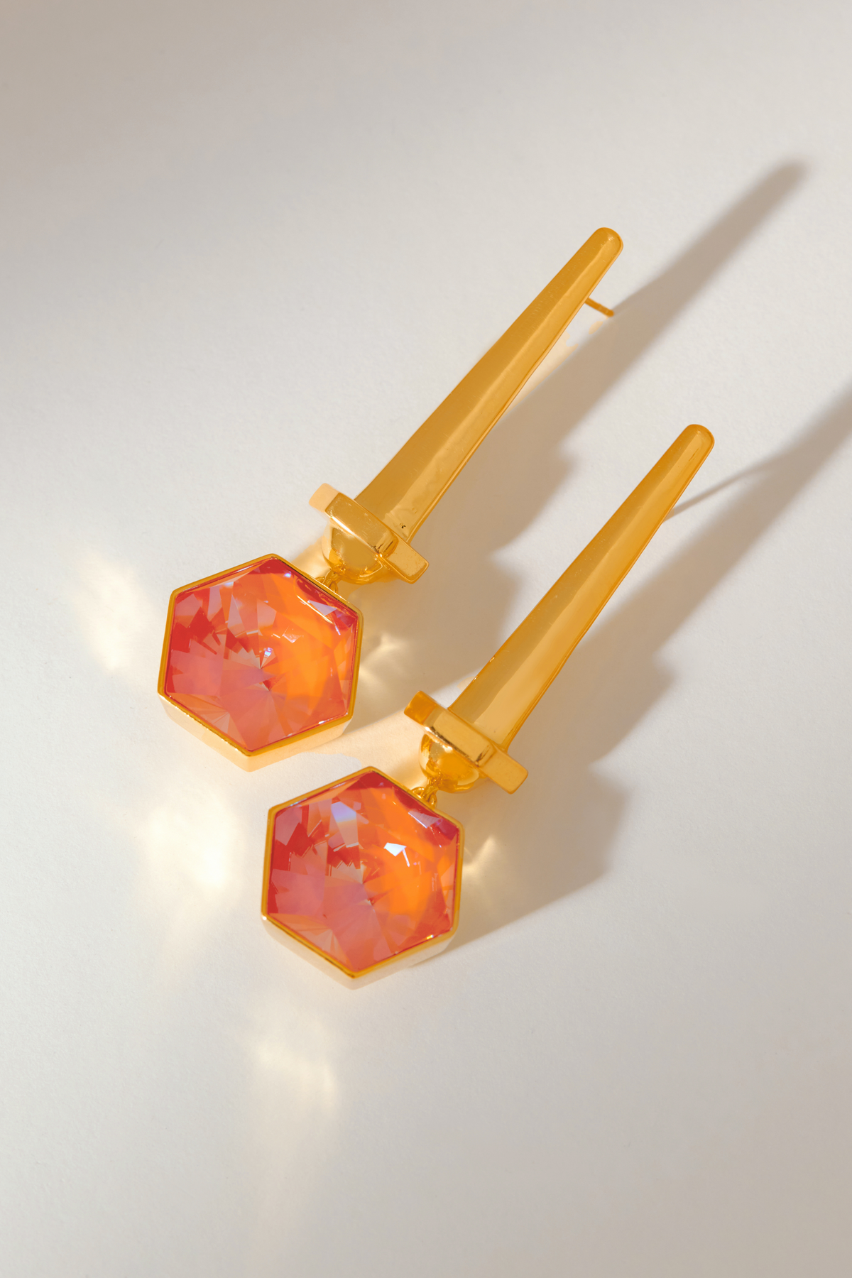 Hexa Crystal Earring - Orange Dawn