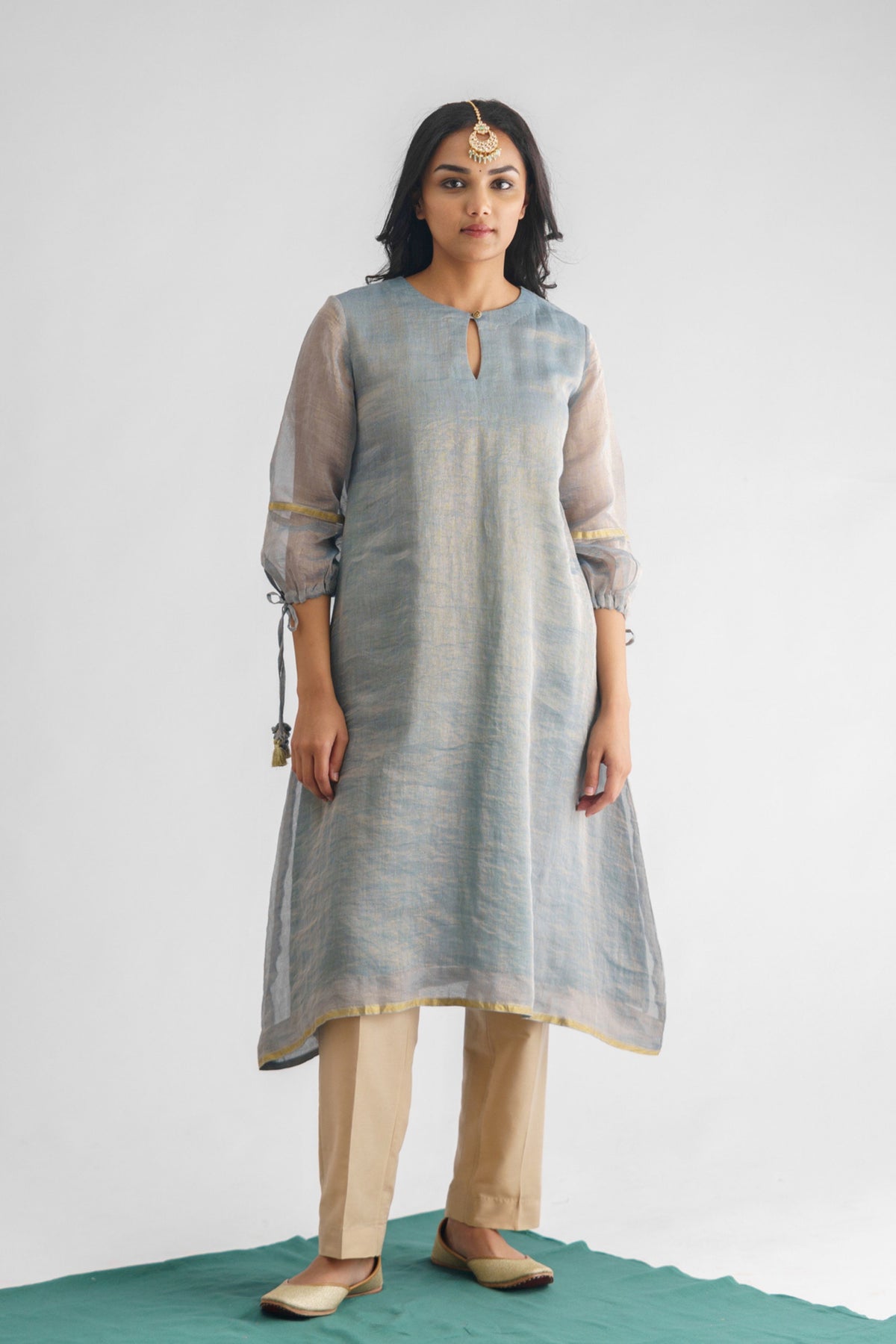 Powder Blue Zari Stripe Kurta