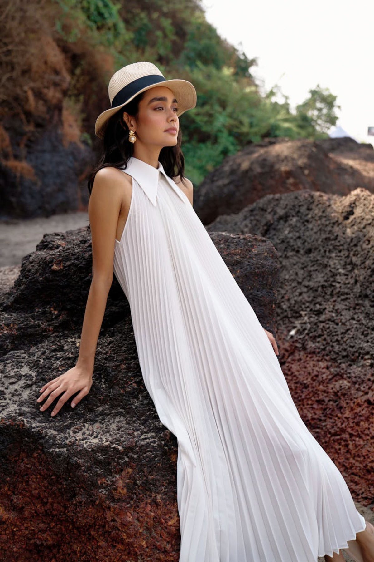 White Pleated Dress