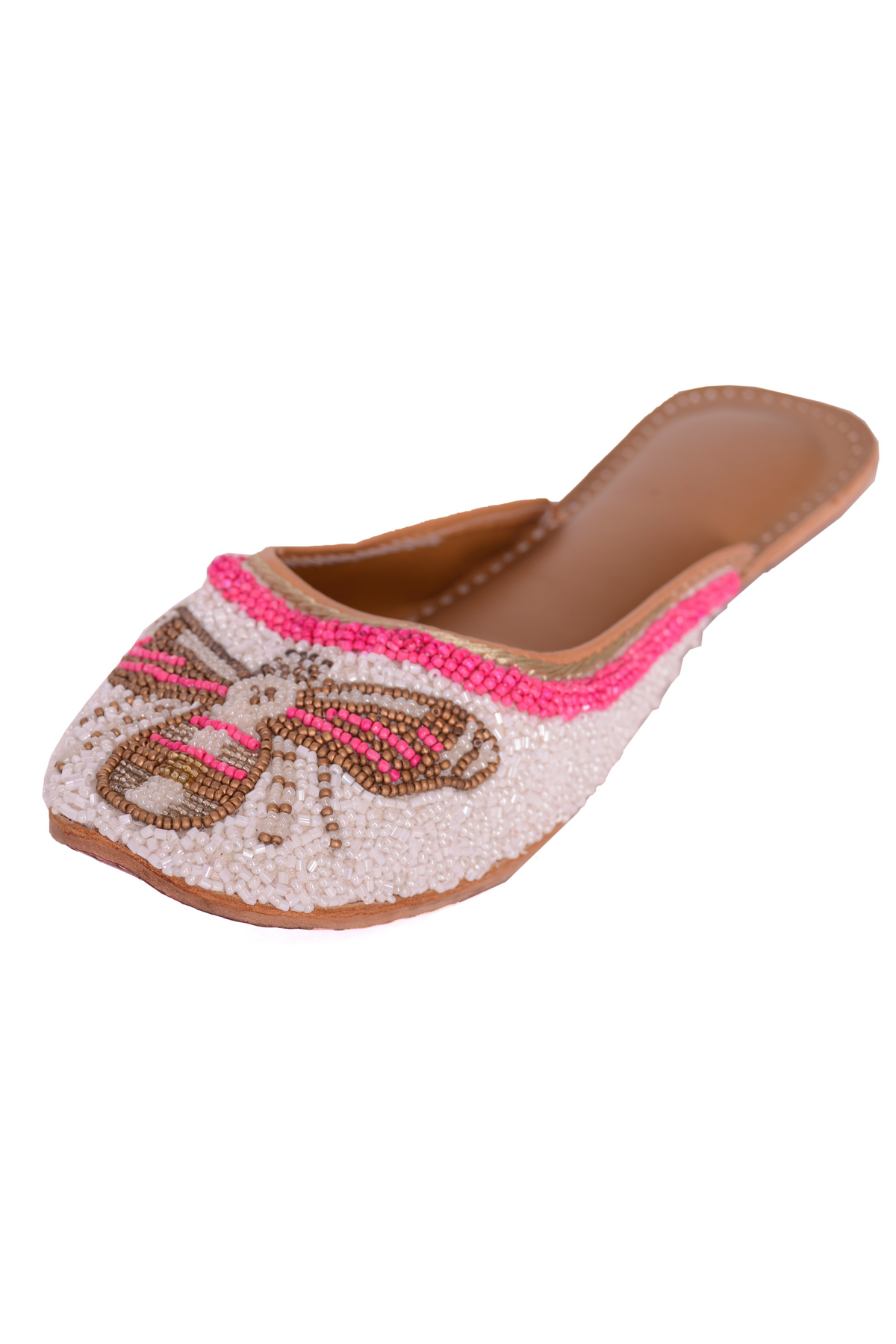 Queenbee jutti in white and pink